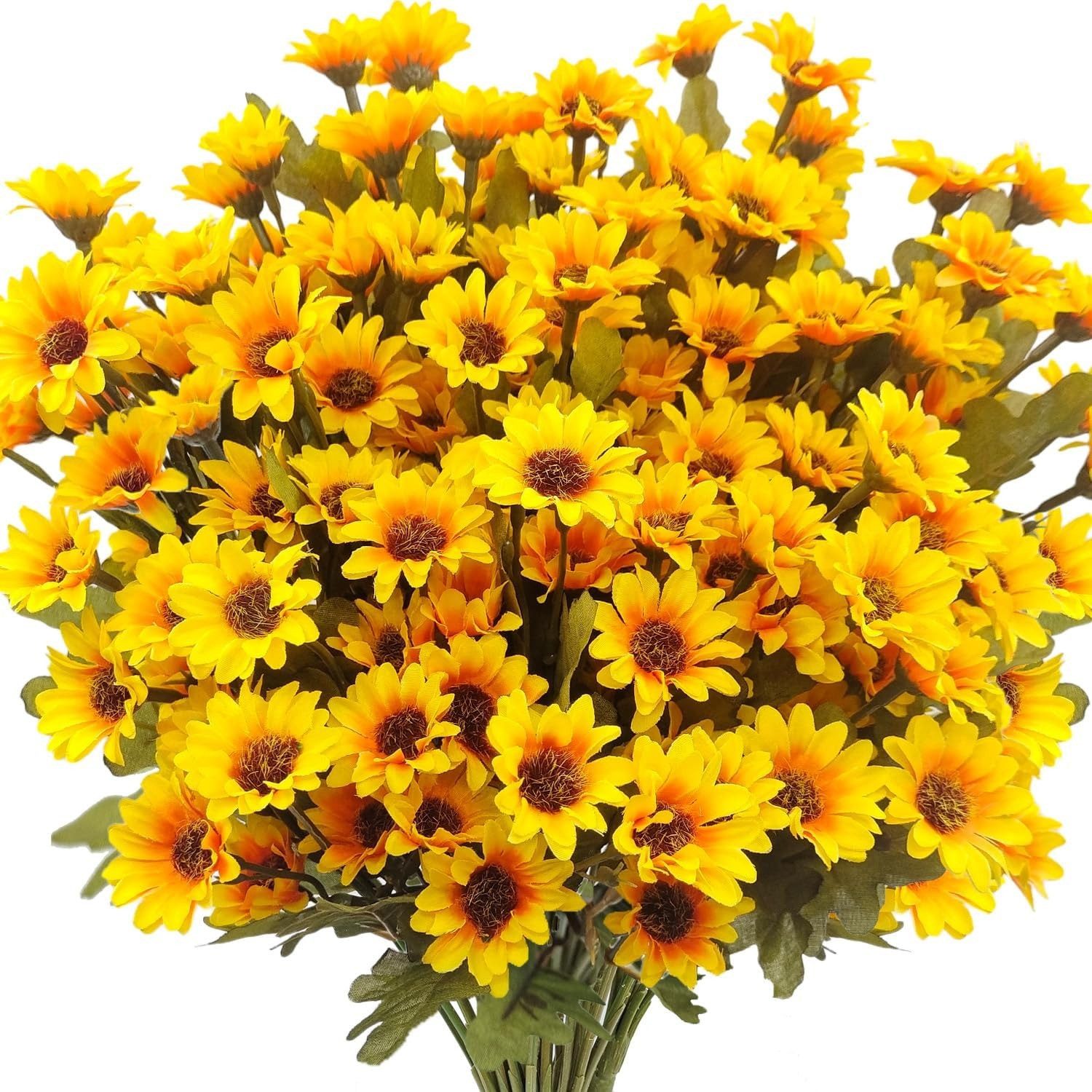 Kunstblumenstrauß 4/5 Bund künstliche Herbstblumen, künstliche Gänseblümchen, Coonoor, UV-beständig, ideal für Veranden und Pflanzkästen im Freien