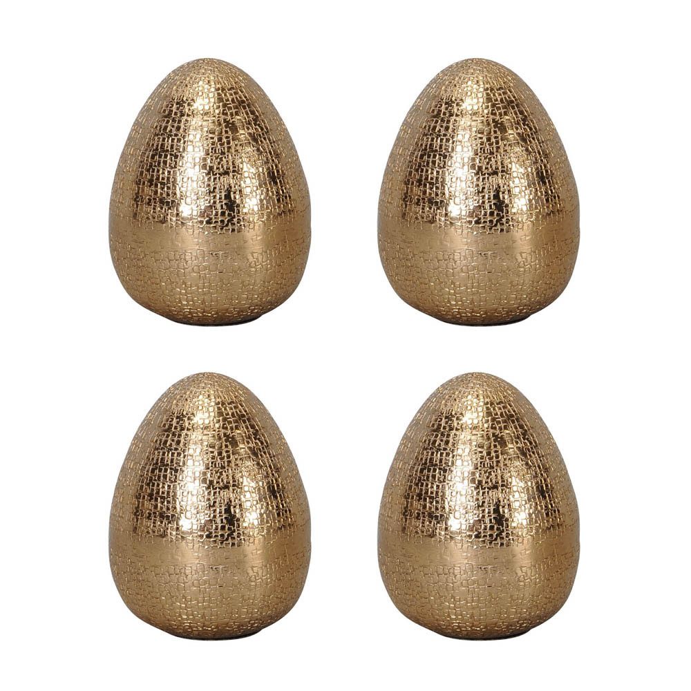 Posiwio Osterei 4tlg. Dekoei GOLDEN gold aus Aluminium H9,5cm Metallei stehende Ostere