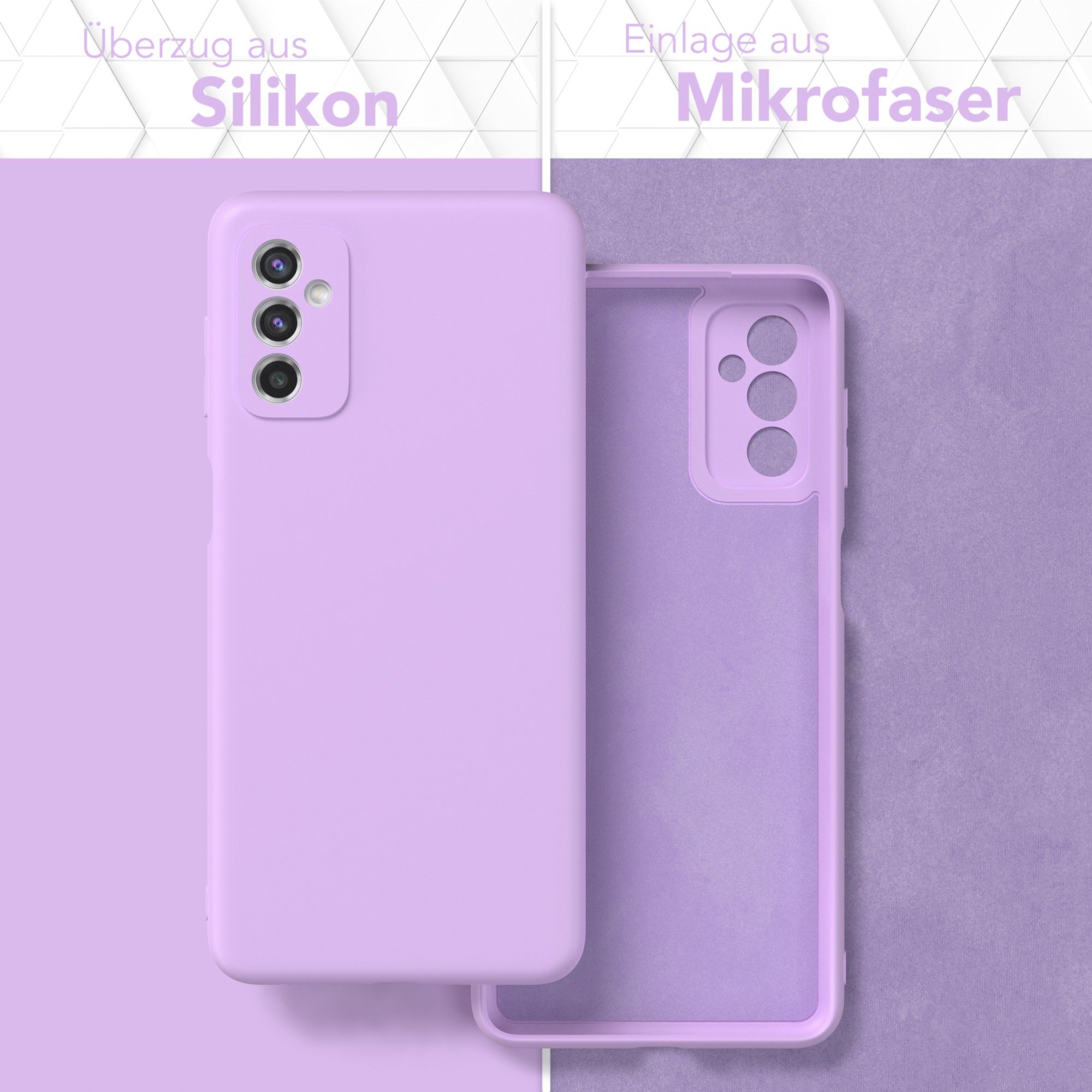 EAZY CASE Handyhülle für Samsung Galaxy M52 5G Hülle Silikon 6,7 Zoll, Silikon Schutzhülle Kameraschutz kratzfest Back Cover Lavendel Lila