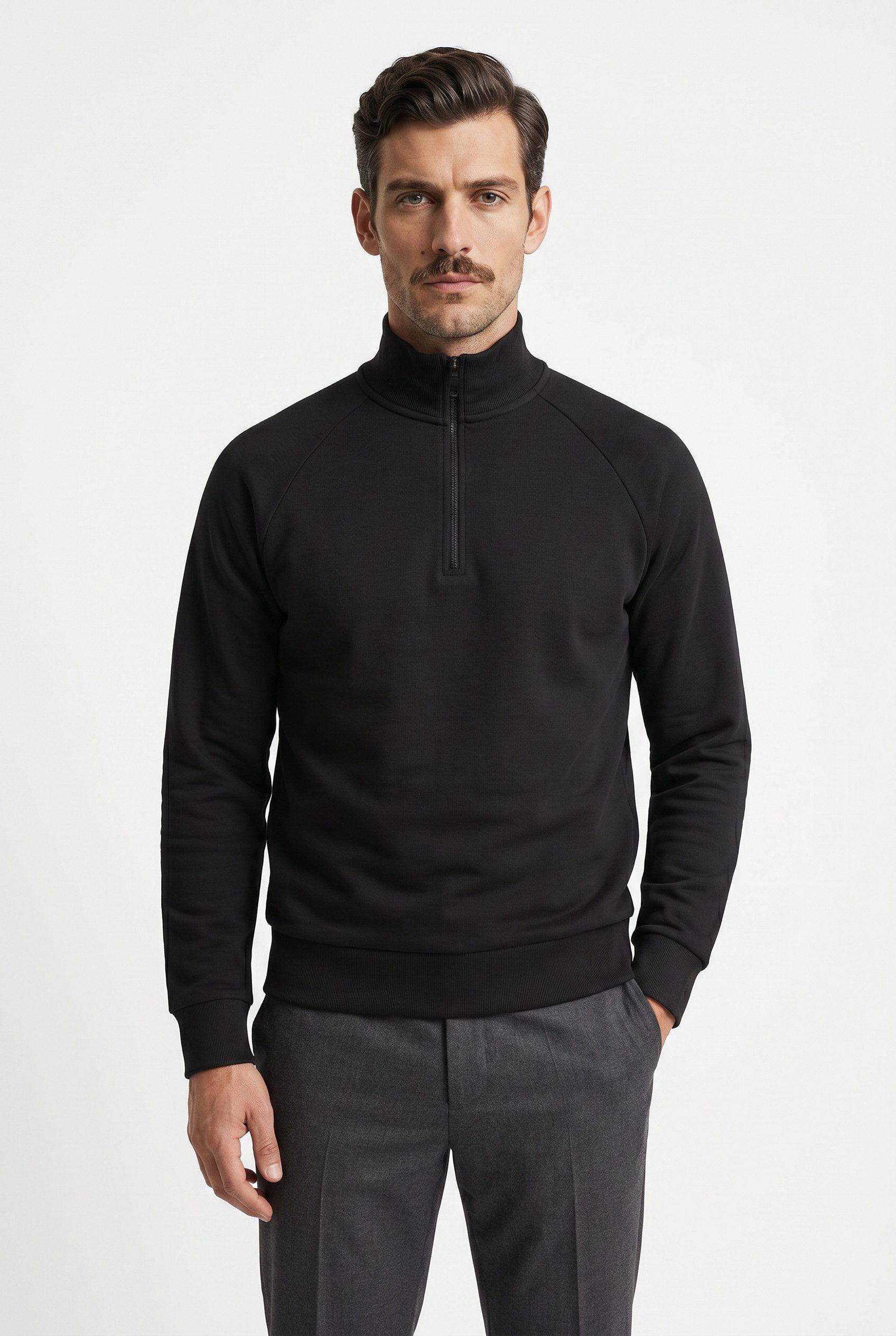 BOSS GREEN Sweatshirt Troyer-Form, Regular Fit, Baumwollmischung