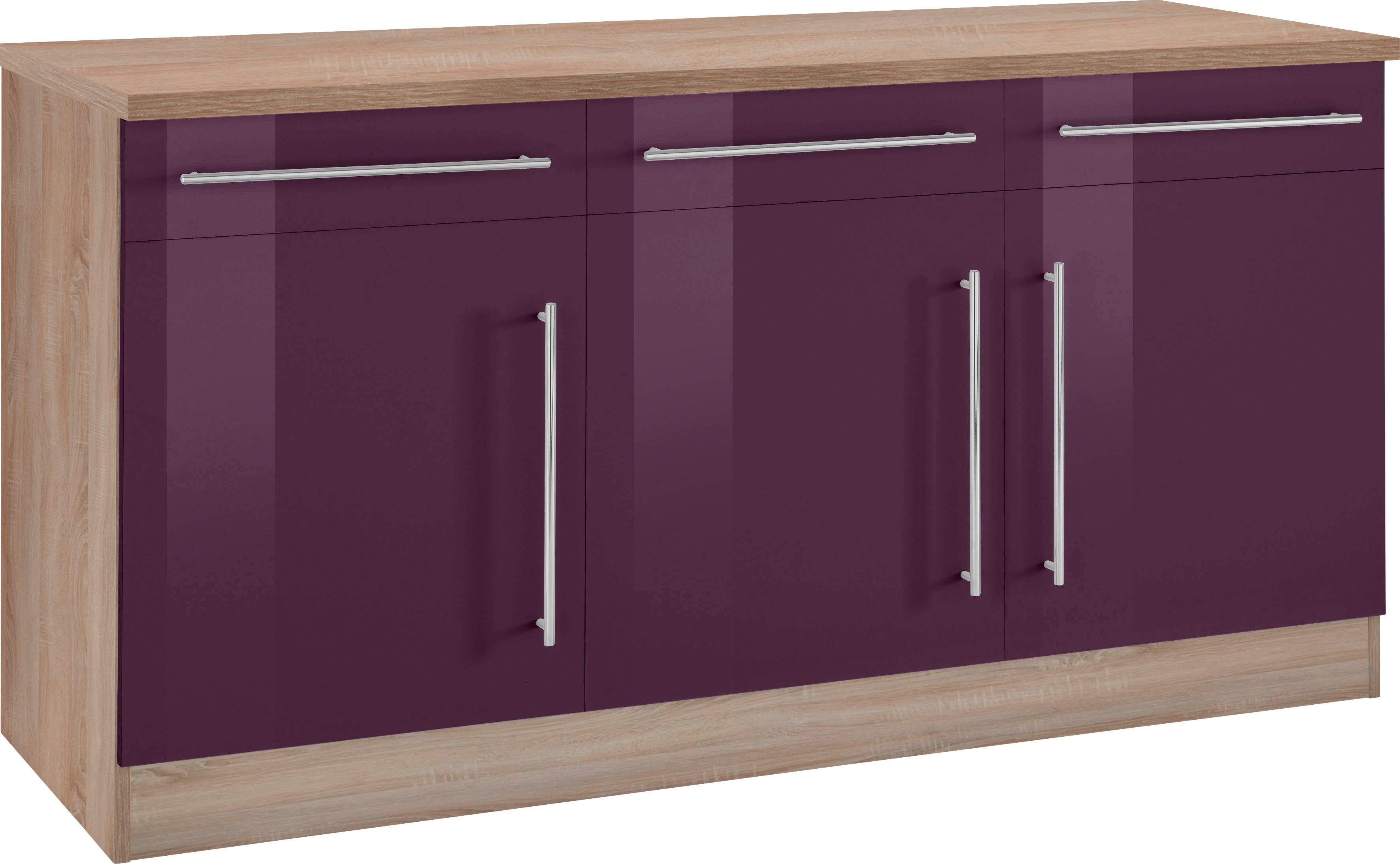 | Hochglanz HELD 150 cm Breite aubergine Samos Unterschrank eiche MÖBEL sonoma