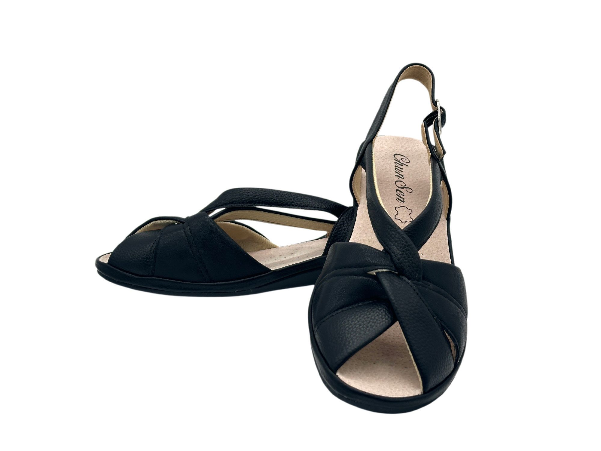 Nowaland Damen Komfort Sandalen mit T-Steg – Leichte Sommerschuhe Sandale Lederdecksohle, verstellbarer Riemen, leichter Keilabsatz