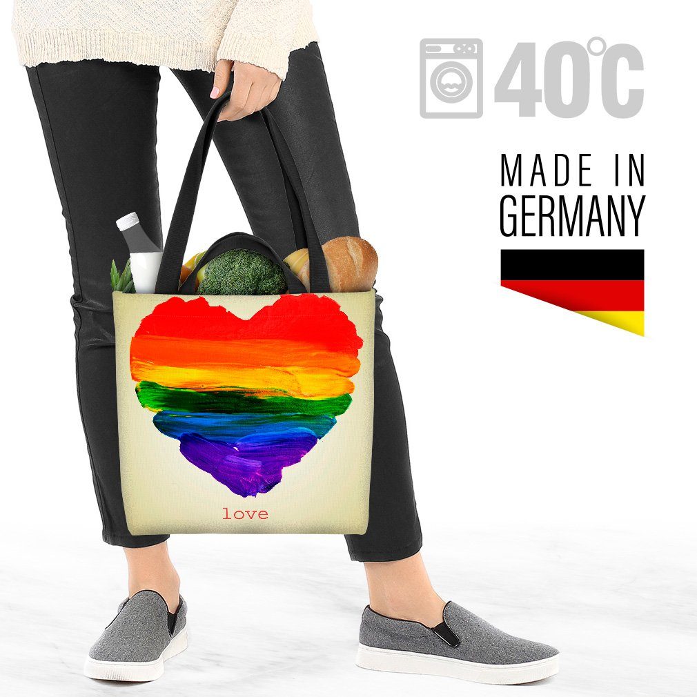 VOID Henkeltasche (1-tlg), Pride Liebe Heart L parade flag Herz Regenbogen Gay Farben club pride
