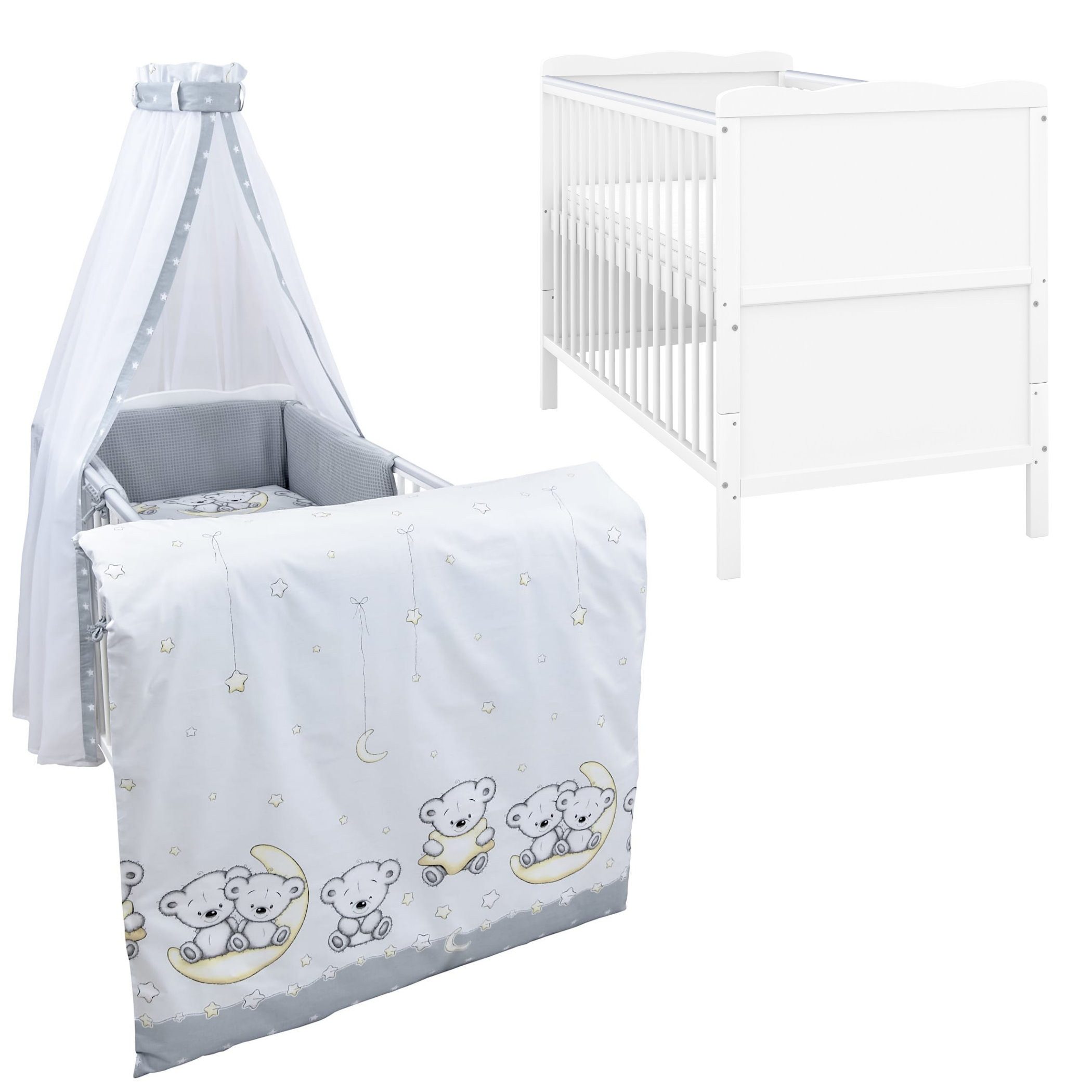 Komplettbett Babybett Jack Komplettset Waffelpique