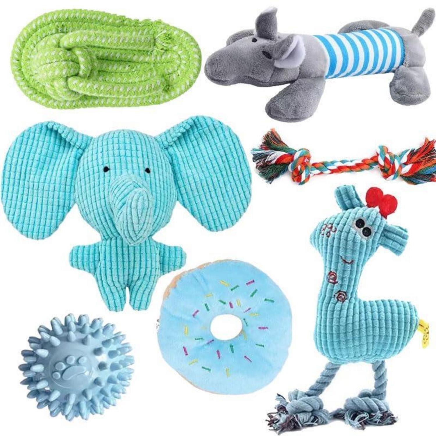 LuxusKollektion Tierkuscheltier Hundespielzeug Set 7-tlg. Blau, Textil, (7-tlg)