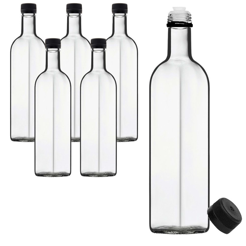 Ölspender 6 Ölflaschen 500ml mit Ausgießer Glasflasche mit Etiketten