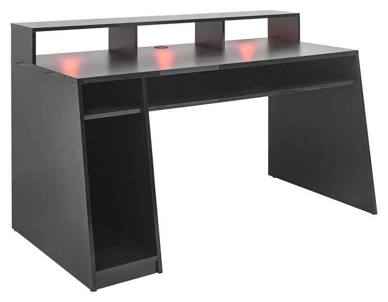 Gamingtisch Gaming-Schreibtisch HIGHSCORE, B 150 x T 77 cm, Schwarz matt, mit LED-Beleuchtung