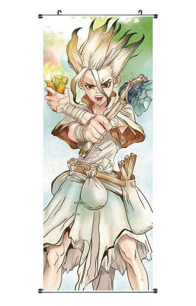 GalaxyCat Poster Großes Dr. Stone Rollbild, Kakemono aus Stoff, Poster 100x40cm, Ishigami Senku, Ishigami Senku Rollbild / Kakemono