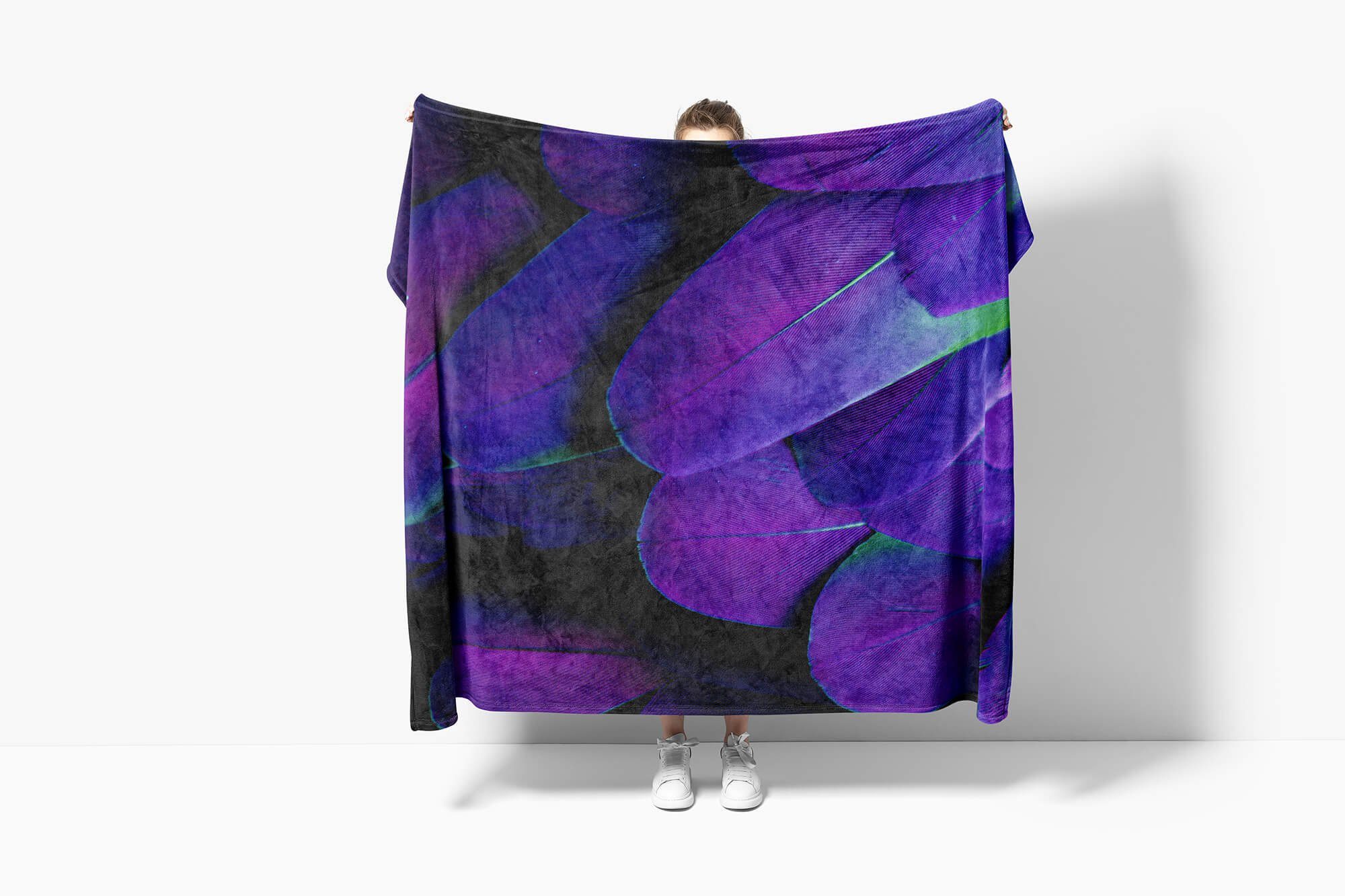 (1-St), Baumwolle-Polyester-Mix Federkleid, Federn Handtücher Fotomotiv mit Strandhandtuch Handtuch Saunatuch Handtuch Kuscheldecke Art Sinus