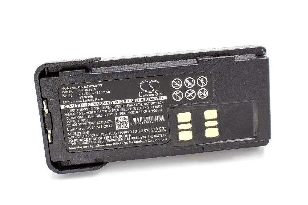 vhbw kompatibel mit Motorola DP4400E, DP2000, DP2600, DP2400 Akku Li-Ion 1800 mAh (7,4 V)