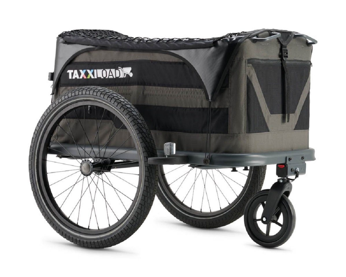 taXXi Fahrradlastenanhänger Lastenanhänger Load Heavy Grey/Black Fahrradlastenanhänger, Bollerwagen Set inklusive (Deichselarm & Stützrad)