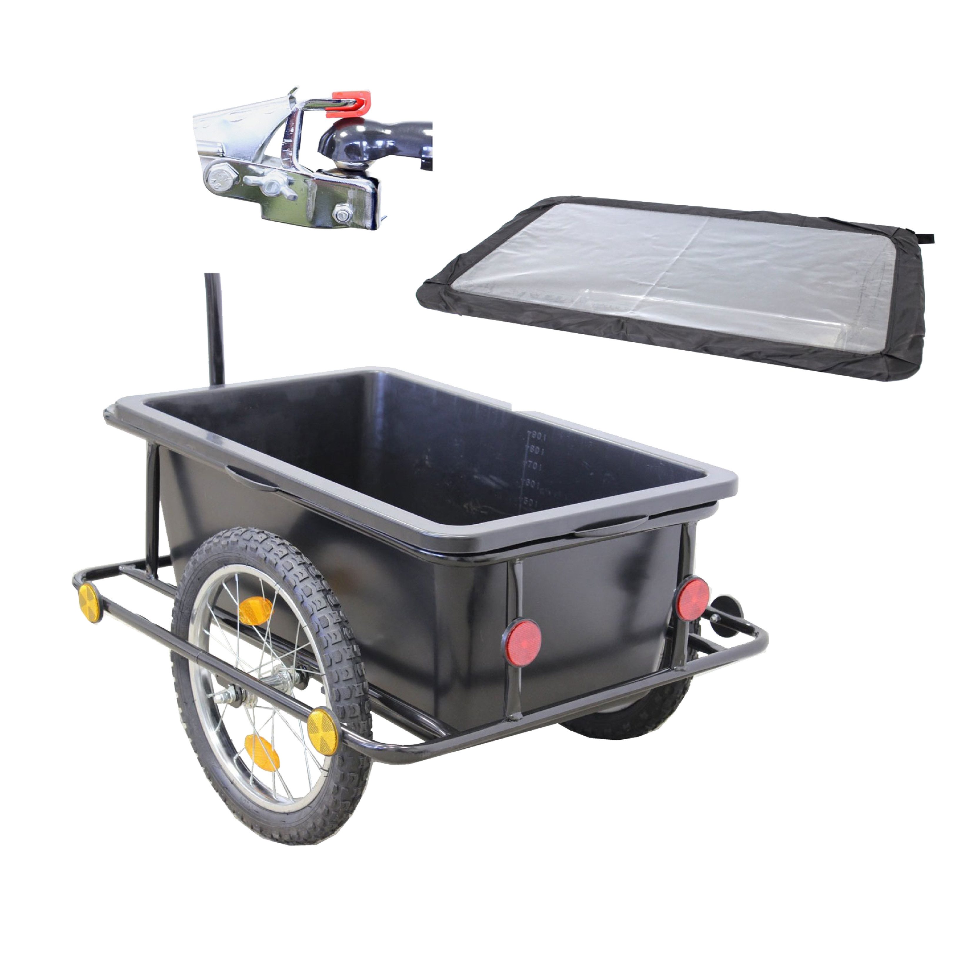 TRUTZHOLM Fahrradlastenanhänger Fahrradanhänger mit Kupplung 90L Plane Handwagen Transportanhänger, Nutzlast als Handkarre: ca. 90 kg