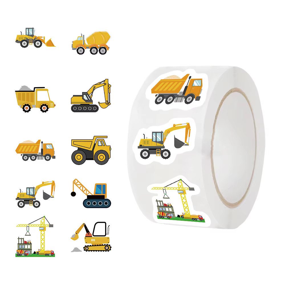 Ware aus aller Welt Aufkleber 500 Baufahrzeuge Sticker LKW Bagger Kran Goodie Basteln selbstklebend, (500tlg)
