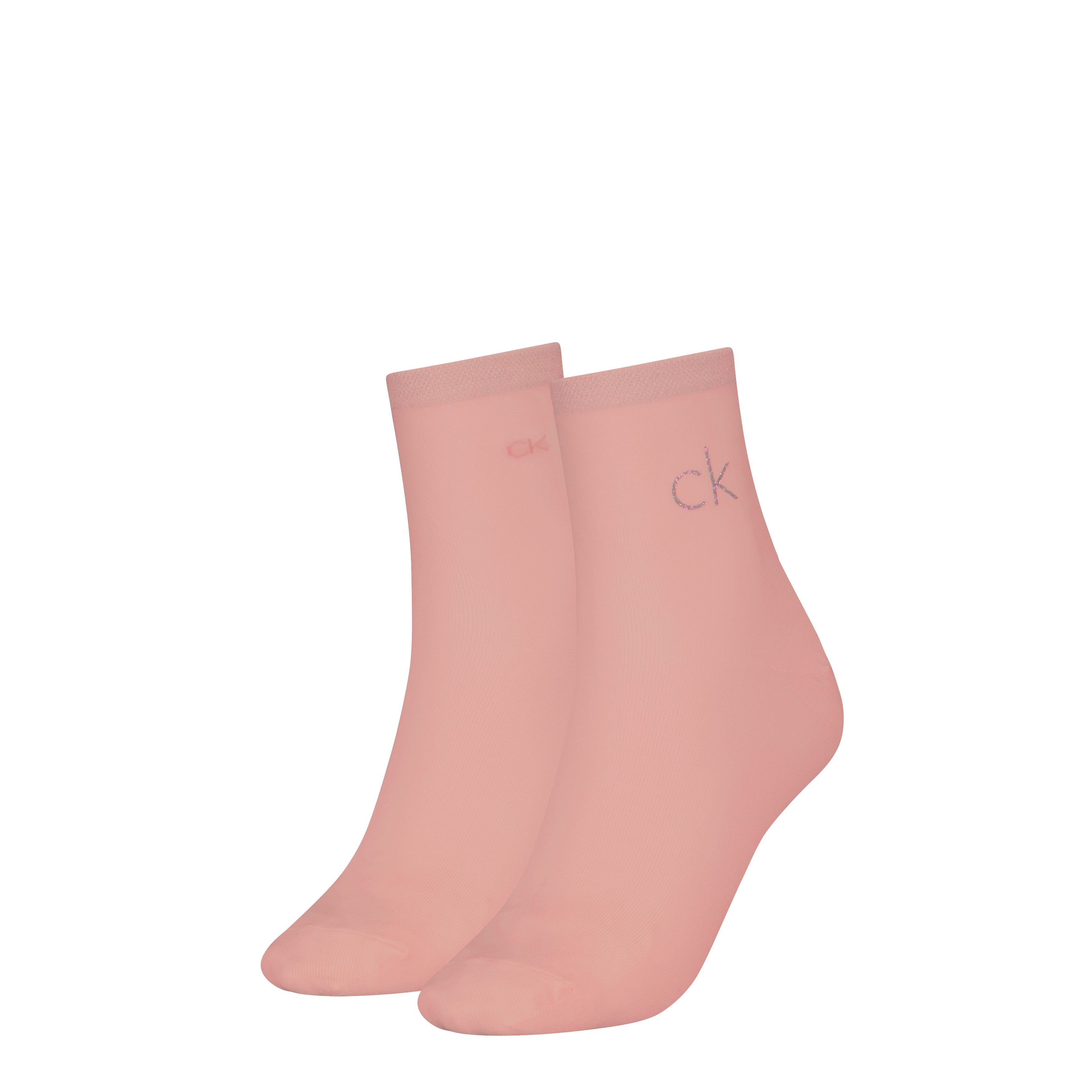 Calvin Klein Jeans Socken CK WOMEN SHORT SOCK 2P SHINY LOGO (2 Paar) 1x mit Glitzer-Logo