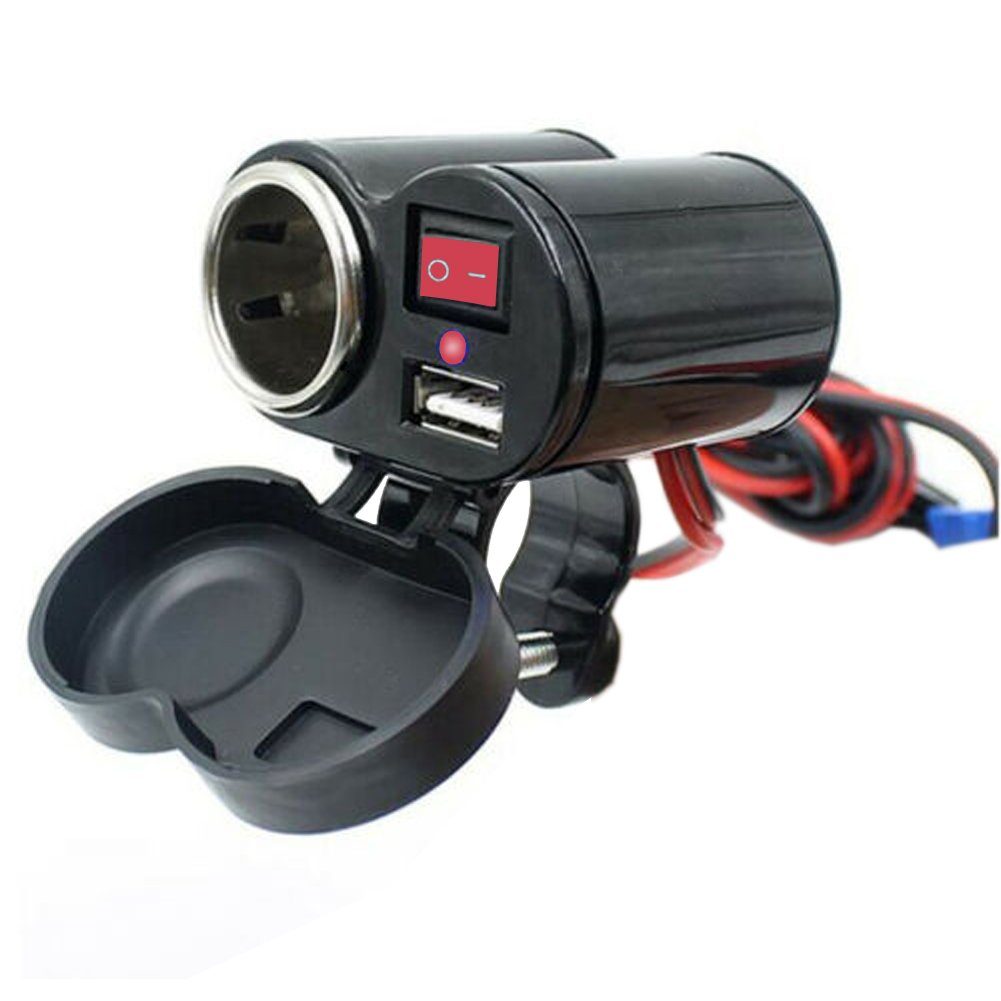 D72C Motorrad Steckdose 2IN1 USB Zigarettenanzünder Ladegerät 5V/1,5A USB-Ladegerät