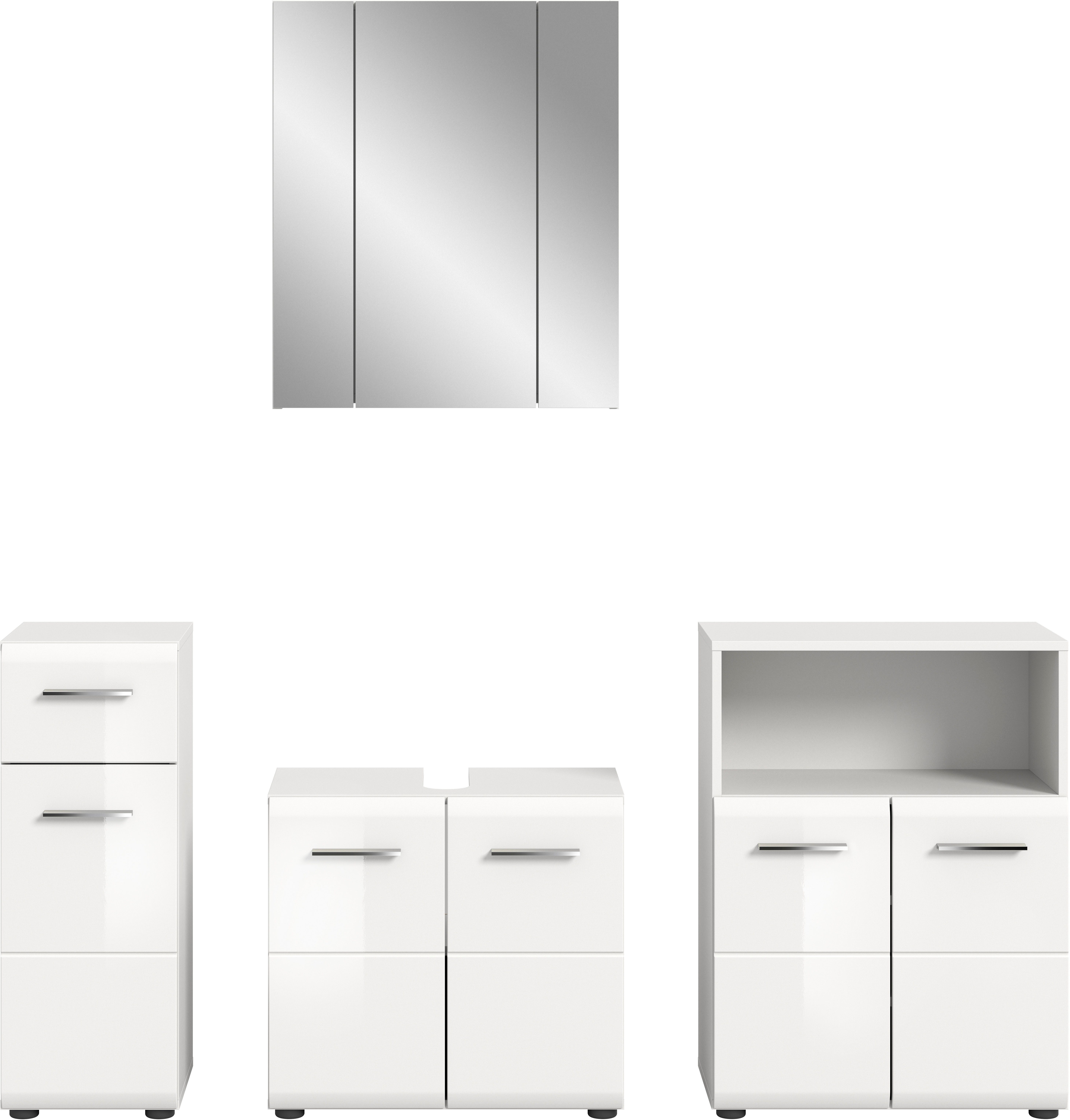 Badmöbel-Set FLORENZ, TOPSELLER!, 4-teilige Badkombination, hochwertige MDF-Front