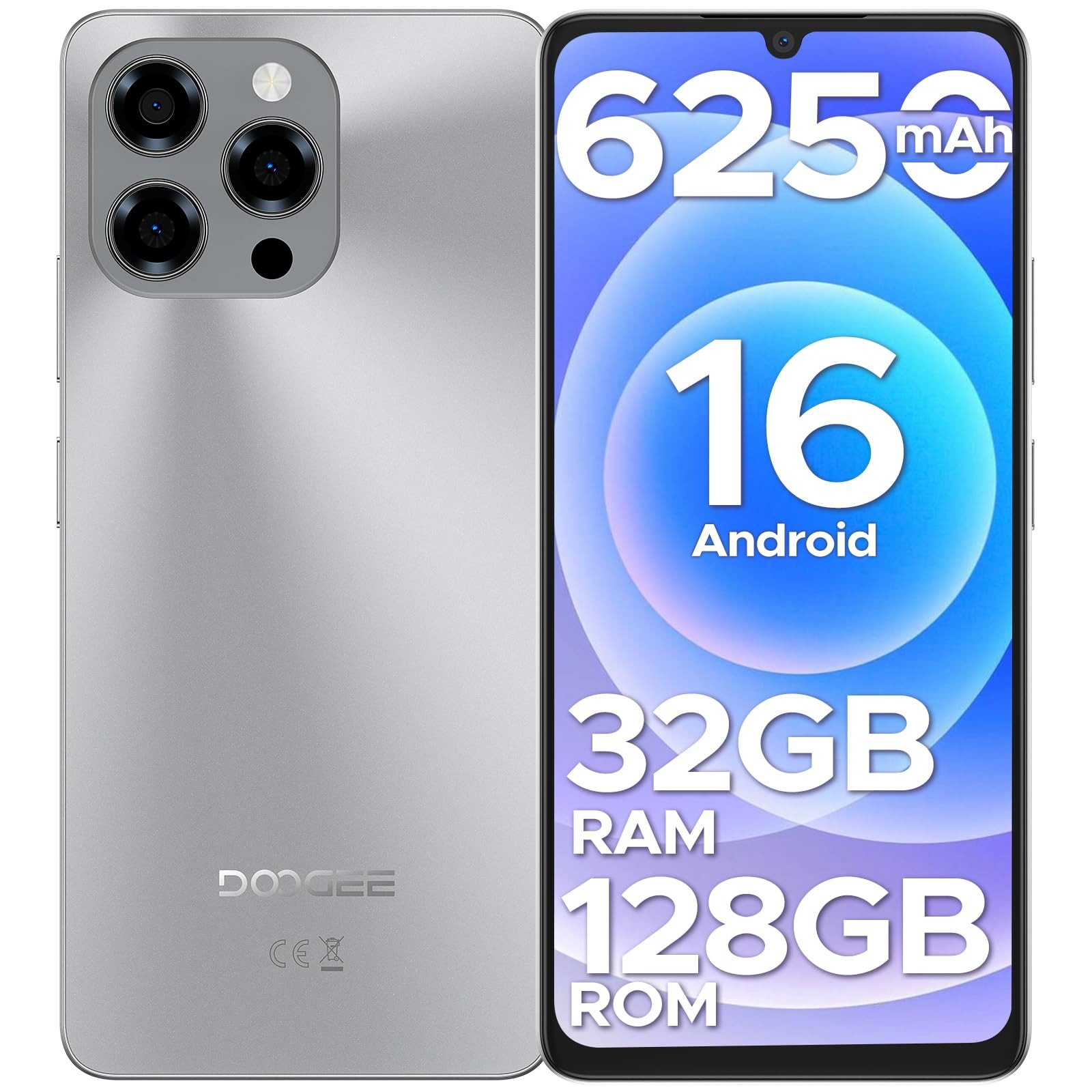 DOOGEE Note 58 32GB+128GB 4G Smartphone (17,15 cm/6.75 Zoll, 128 GB Speicherplatz, 16 MP Kamera, Android 16, 6.75" HD 90Hz, 6250mAh, Dual SIM 4G, NFC)