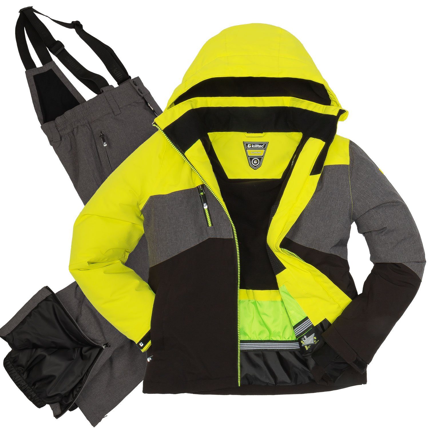 Killtec Skianzug Jungen Kinder Alpin Skijacke + Skihose (limette, Gr. 128), wasser- und winddicht