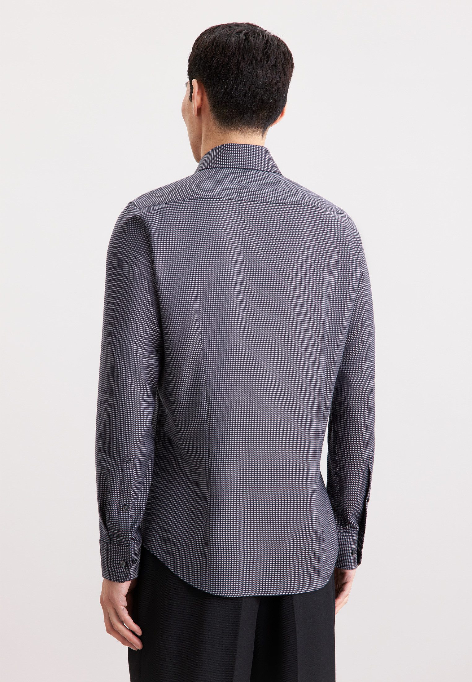 seidensticker Businesshemd Schwarze Rose Slim 1/1 Kentkragen Pepita