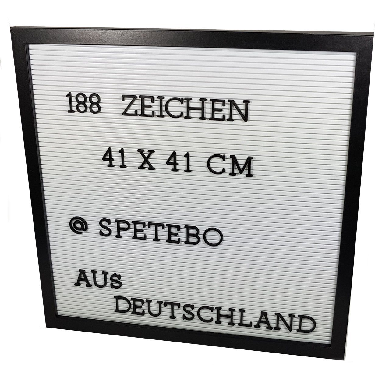 Spetebo Memoboard Buchstabentafel mit 188 Teilen (je 25mm) - schwarz, Holz Memoboard zum Aufhängen ca. 41 cm mit 188 Zeichen