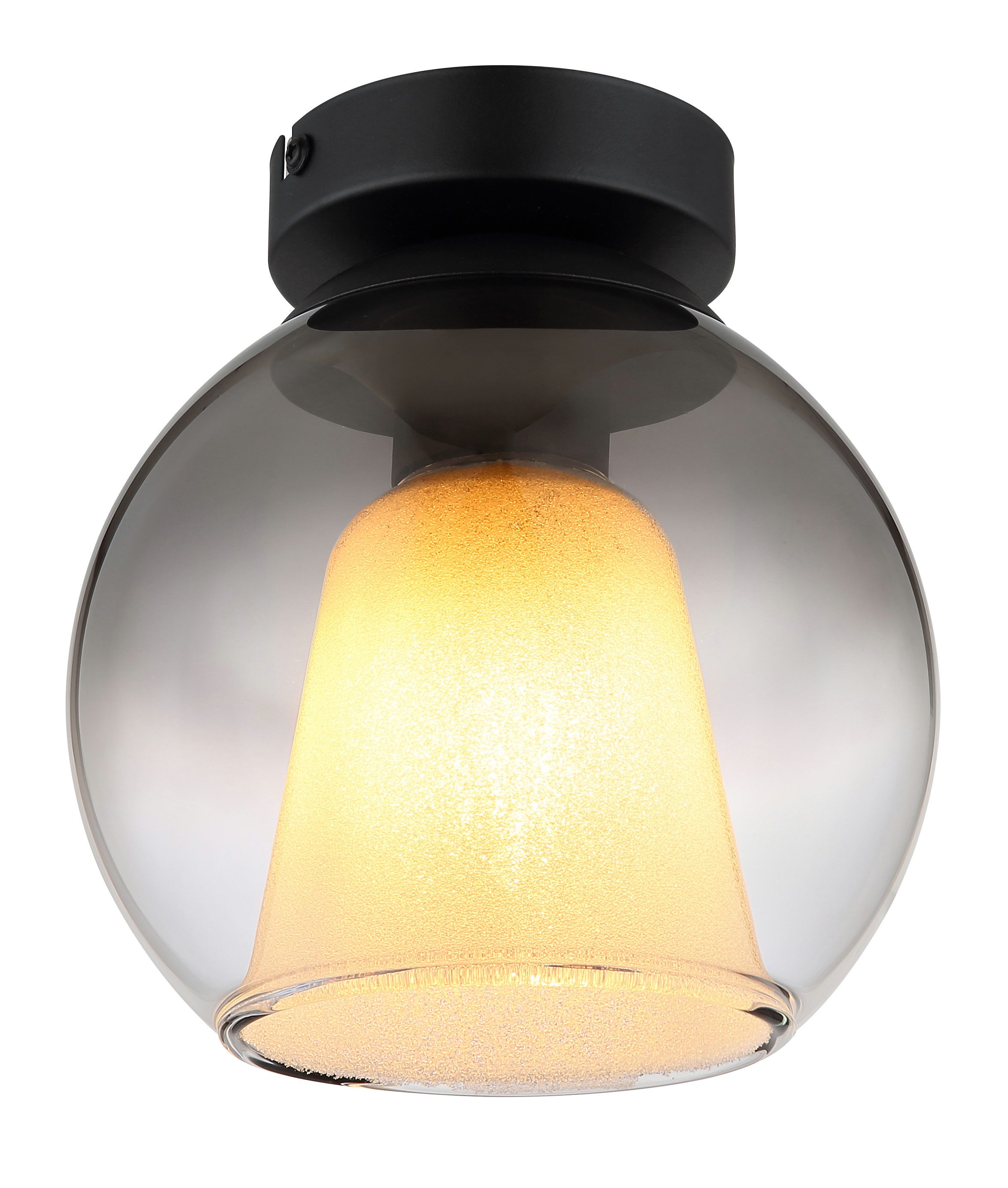 GLOBO LIGHTING Deckenleuchte BARRY, ohne Leuchtmittel, Deckenlampe/Metall/Glaskugel rauchfarben/modern