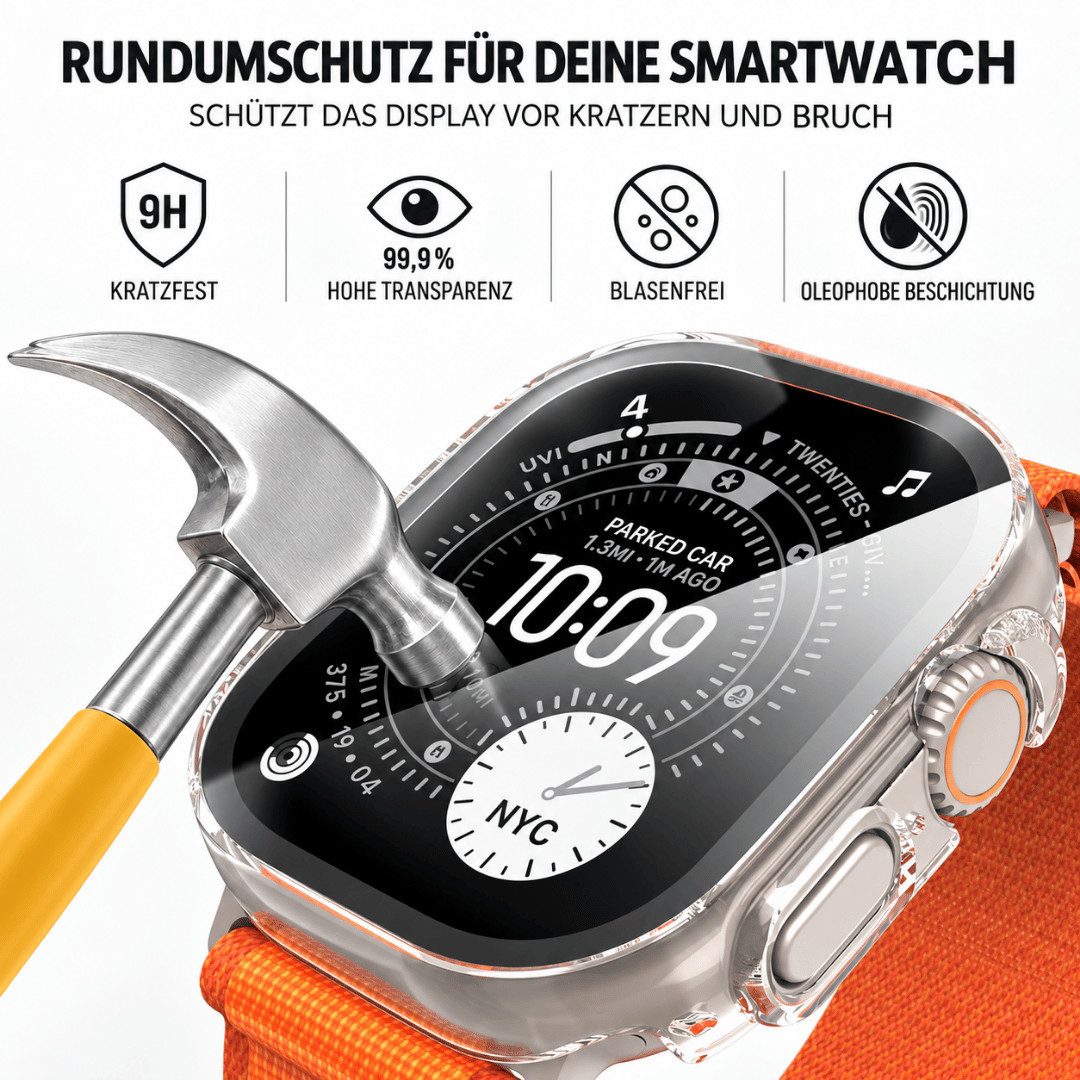 SmartUP Smartwatch-Hülle für Apple Watch Ultra 4 49mm Schutzglas Panzerfolie Display Case 360° 1,98, 360 Grad Schutz, präzise Aussparungen – Bild 3 von 5