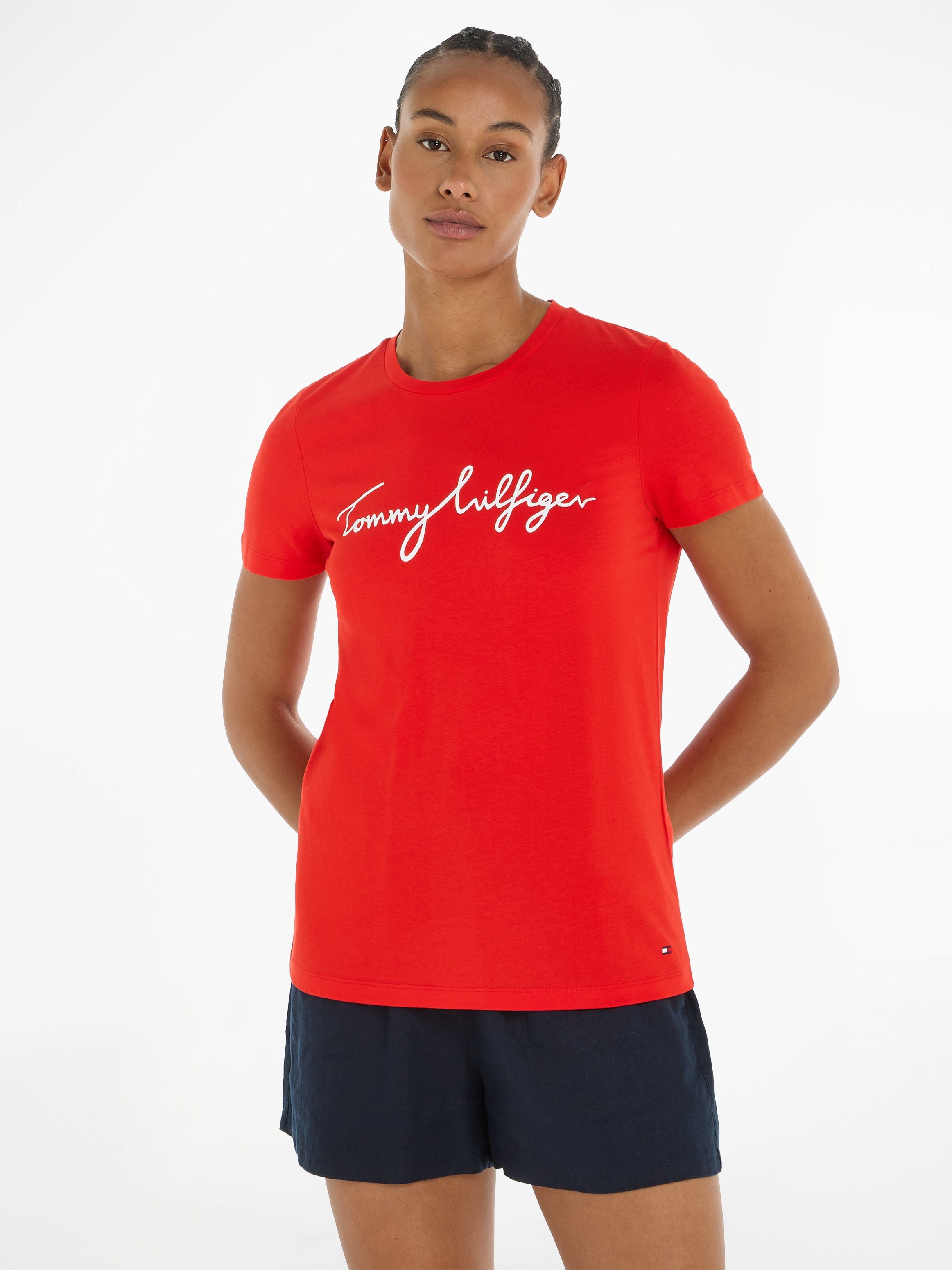 Tommy Hilfiger T-Shirt REG C-NK SIGNATURE TEE SS mit Logoschriftzug