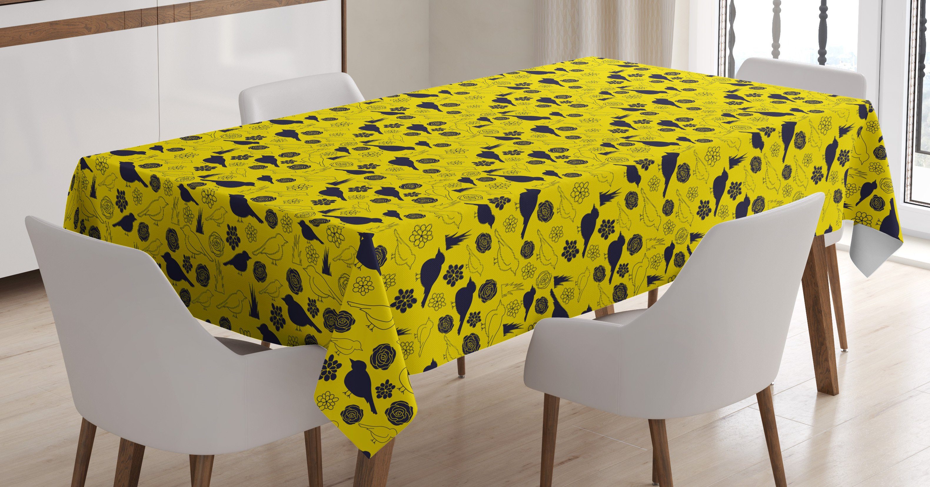 Abakuhaus Tischdecke und Bereich Vogel- Vogel Waschbar Klare Für Farben, Außen geeignet den Farbfest Gelber Blütenblätter