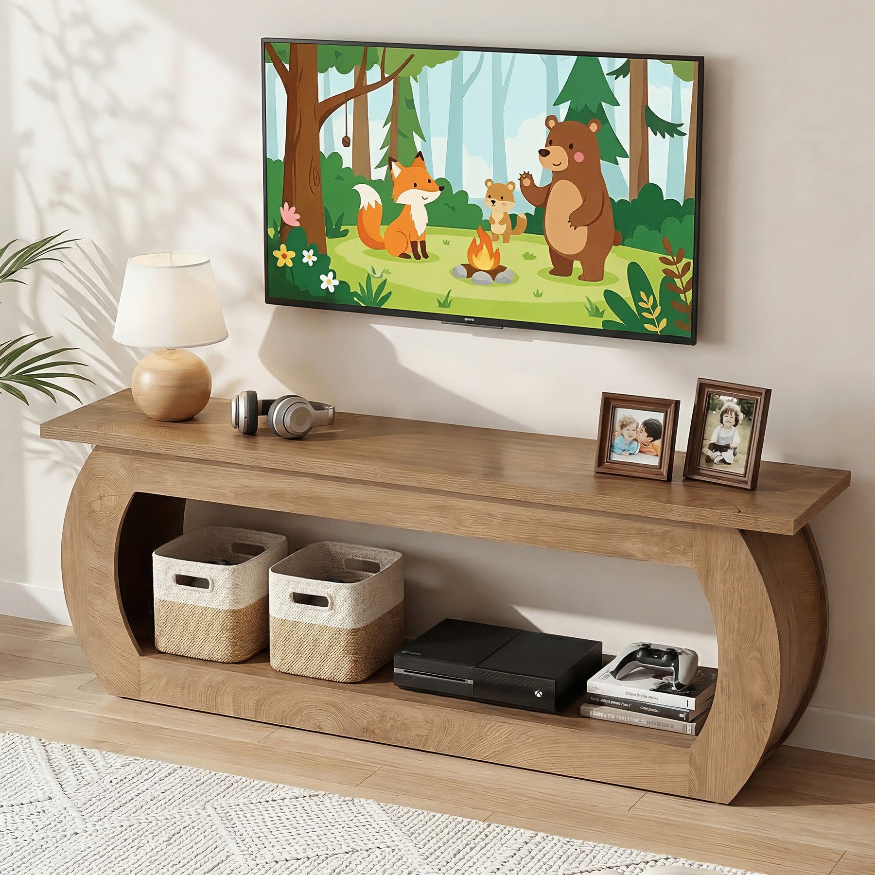 Tribesigns TV-Schrank 160cm TV-Ständer für Fernseher bis zu 65 Zoll, TV-Schränke (Konsolentisch, mit 2 Ablageebenen, langer TV-Konsolentisch für Wohnzimmer und Schlafzimmer)