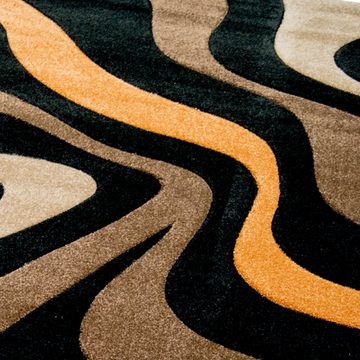 Teppich Pflegeleichter Teppich mit Wellenoptik in schwarz& braun, Teppich-Traum, rechteckig