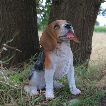 colourliving Tierfigur Beagle Figur sitzend Hundefigur lebensecht Hundefiguren für den Garten (1x sitzend), handbemalt, wetterfest, lebensecht wirkend