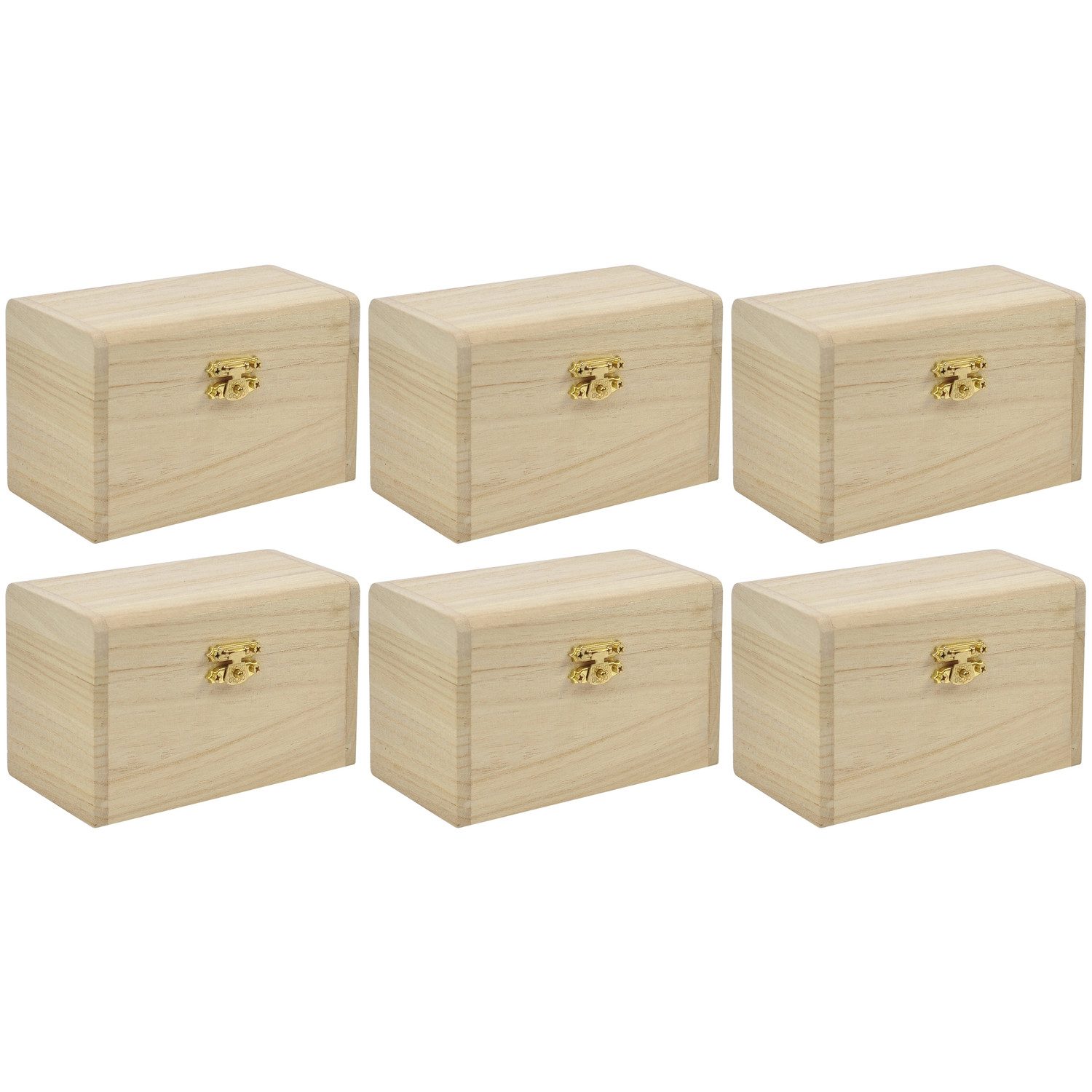 EDUPLAY Holzkiste Schatzkästchen / Schatzkiste zum bemalen, 13 x 8 x 7 cm, Holz (6 St), 13 x 8 x 7 cm, Holz (6 Stück)