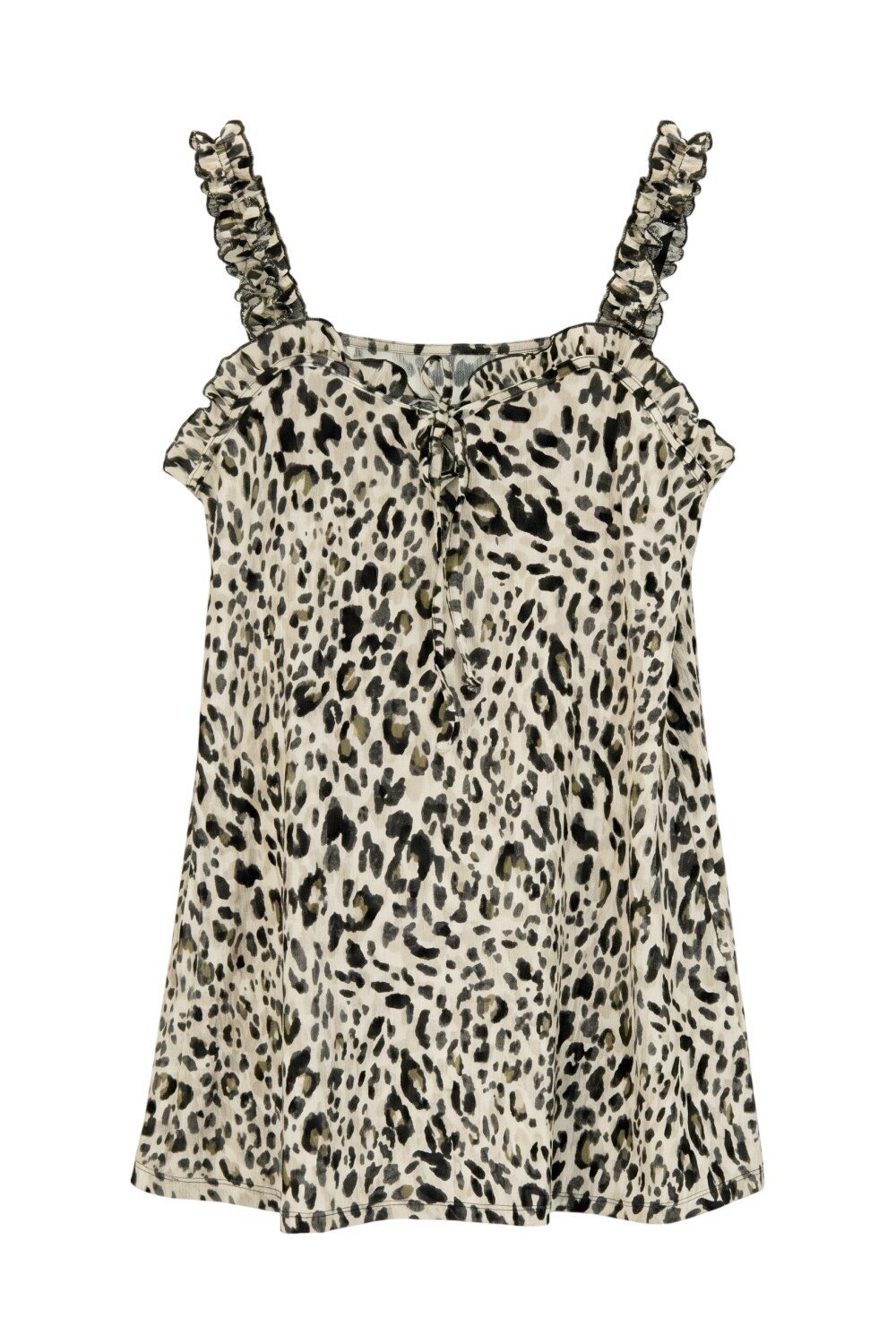 Shape of You Blusentop Leopardenmuster Rüschenträgershirt