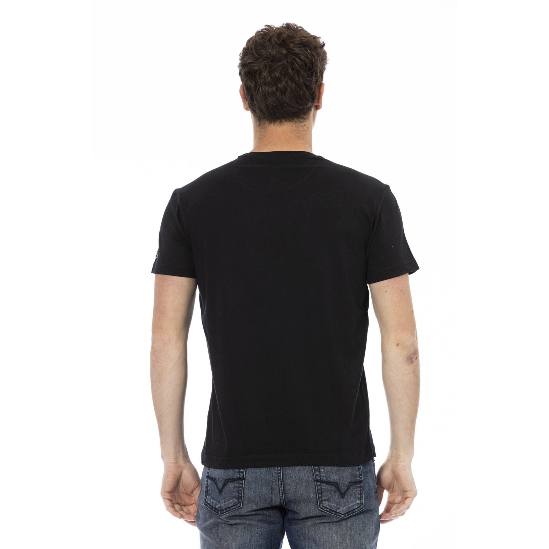 Schwarz zeichnet subtile, T-Shirt durch eine Es Logo-Muster Note sich aber Action aus, verleiht Trussardi das T-Shirts, das stilvolle Trussardi