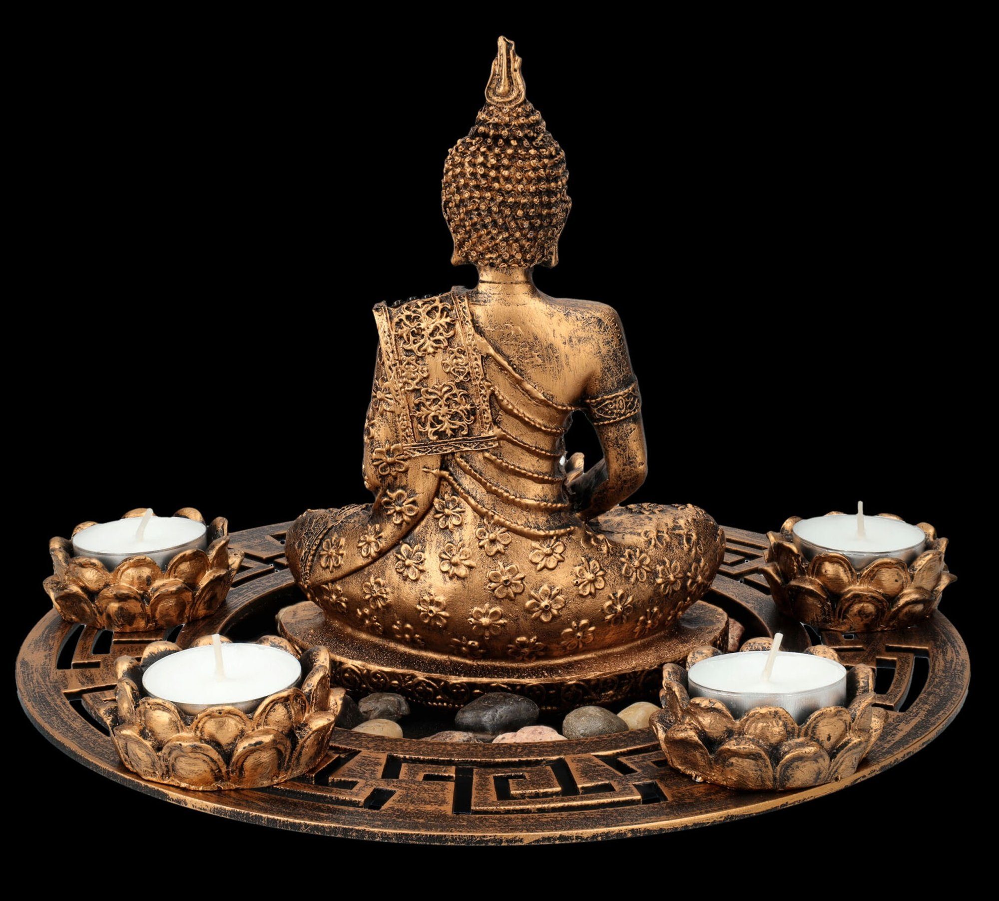 fünffach Teelichthalter Figuren Teelichthalter bronzefarben GmbH Shop als - Buddha Dekoschale Figur