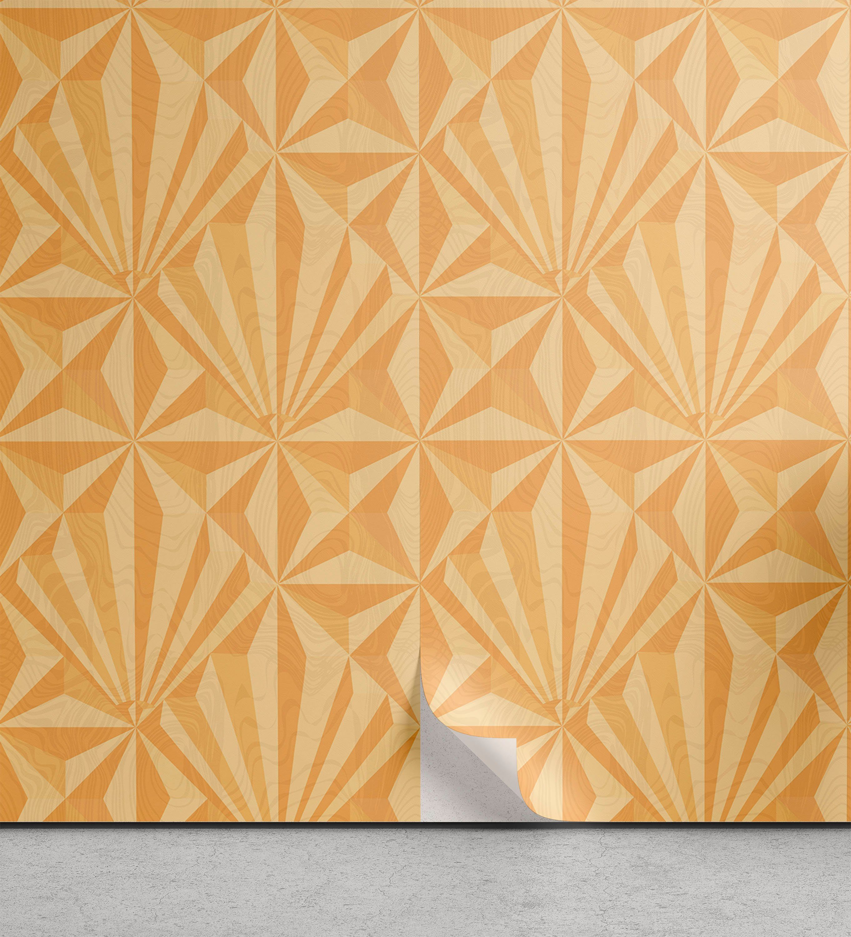 Abakuhaus Vinyltapete selbstklebendes Wohnzimmer Küchenakzent, Orange Abstrakte Retro-Kunst