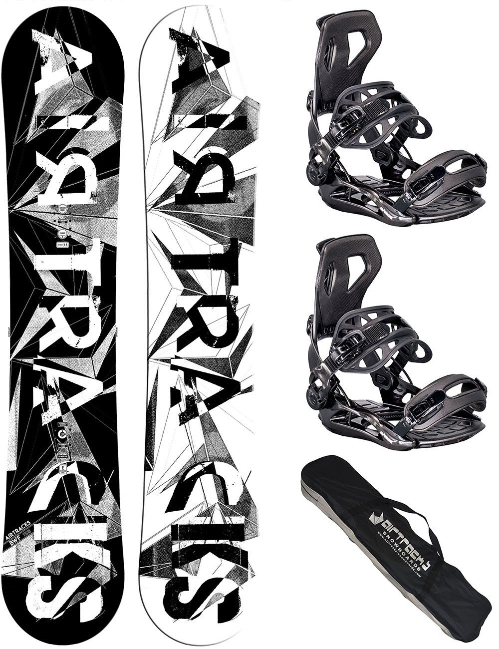 Airtracks Snowboard Snowboard Set BWF WIde »Mod. 26/27 (3er pack, 3 St., Snowboard Wide BWF + Bindung Master + Sb Bag), 155 159 161 165 168 171 cm