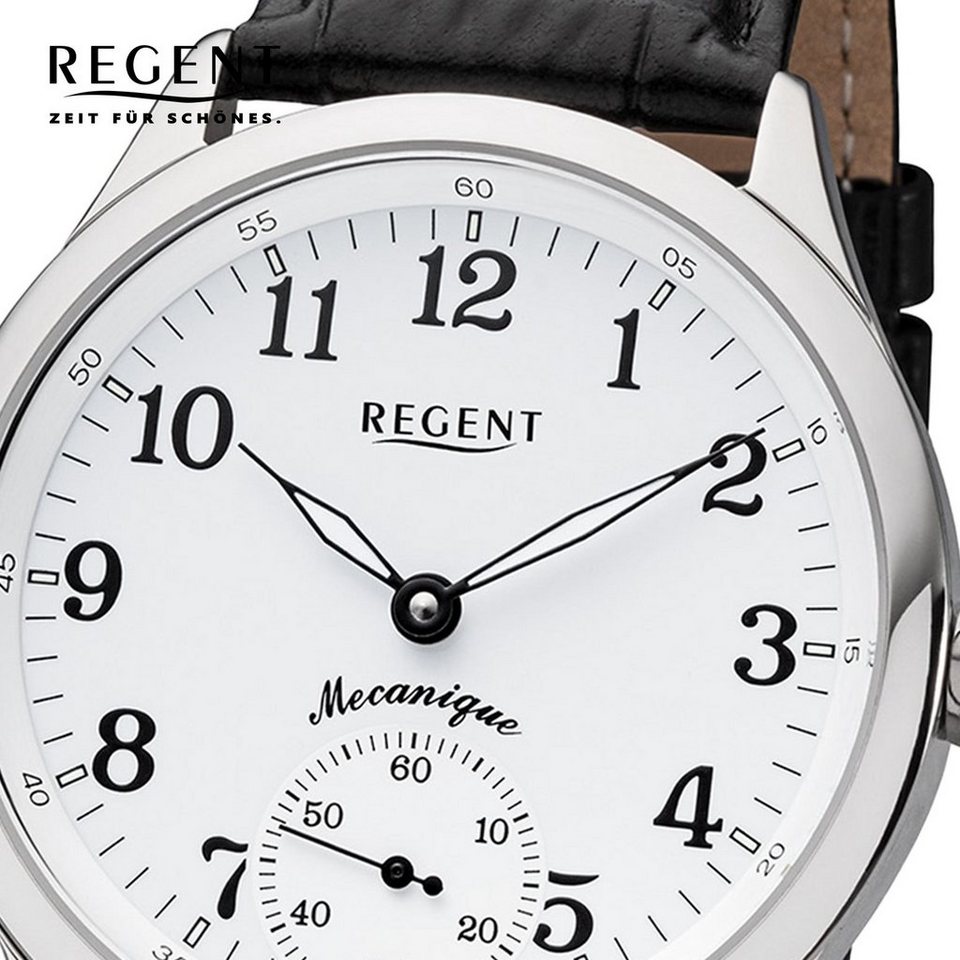 Regent Quarzuhr Regent Herren Armbanduhr Analoganzeige, Herren Armbanduhr  rund, groß (ca. 42,5mm), Lederbandarmband, mit kleiner Sekunde
