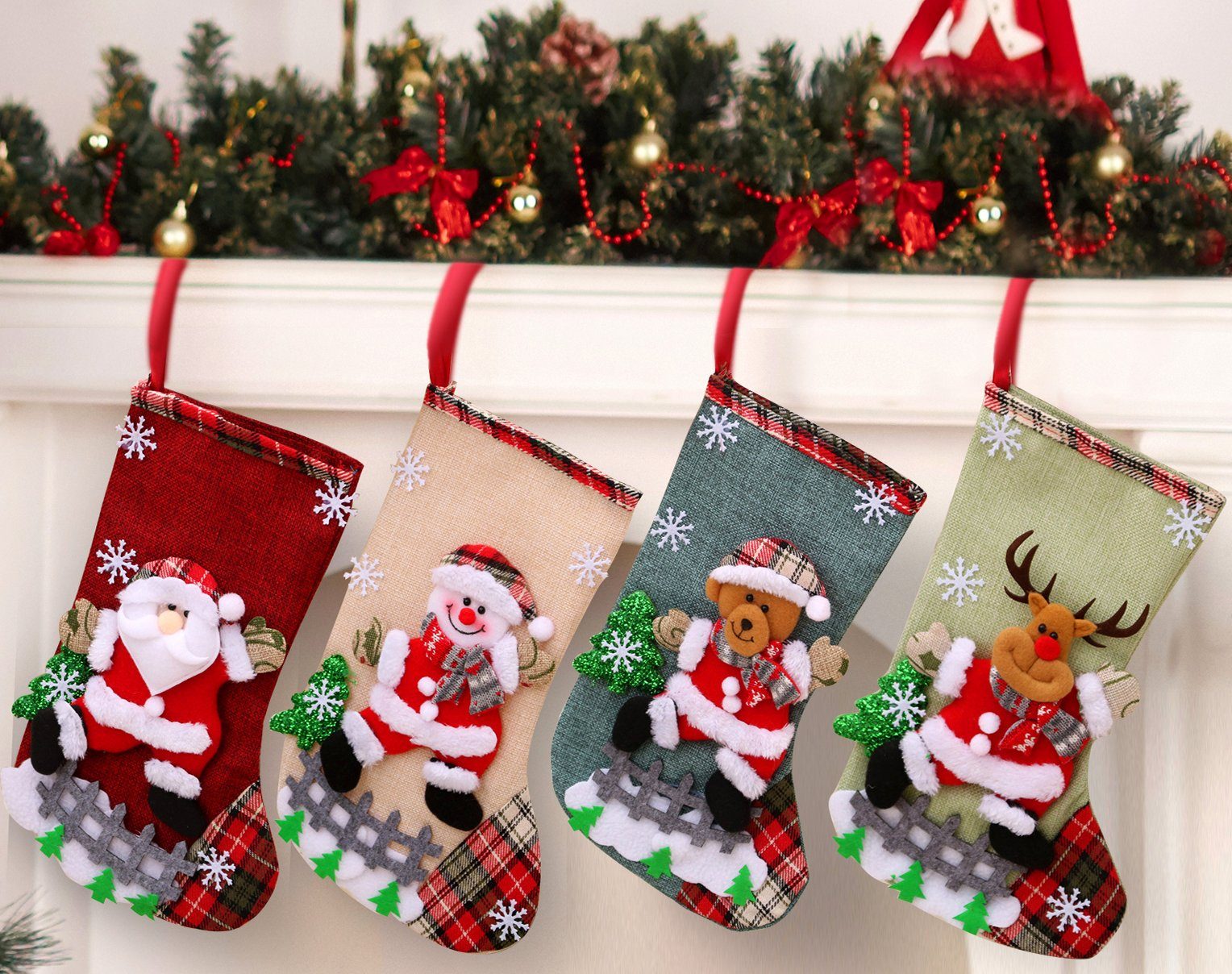 Vaxiuja Dekohänger »4 Stück Weihnachtsmannstrümpfe Kamin-Weihnachtsstrümpfe,  für Kinder« online kaufen | OTTO
