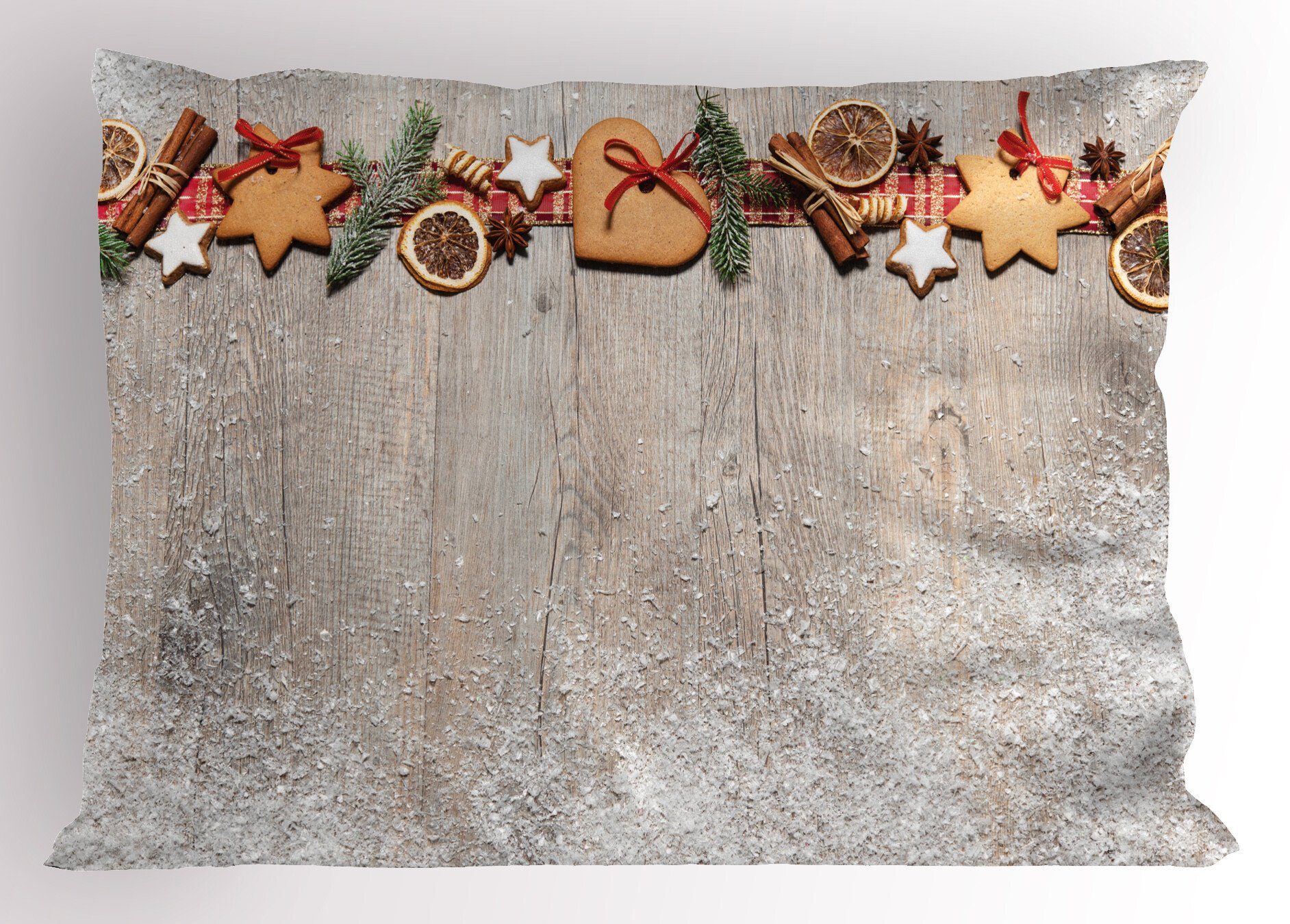 Kissenbezüge Dekorativer Standard King Size Gedruckter Kissenbezug, Abakuhaus (1 Stück), Plätzchen Weihnachten Themed auf Holz