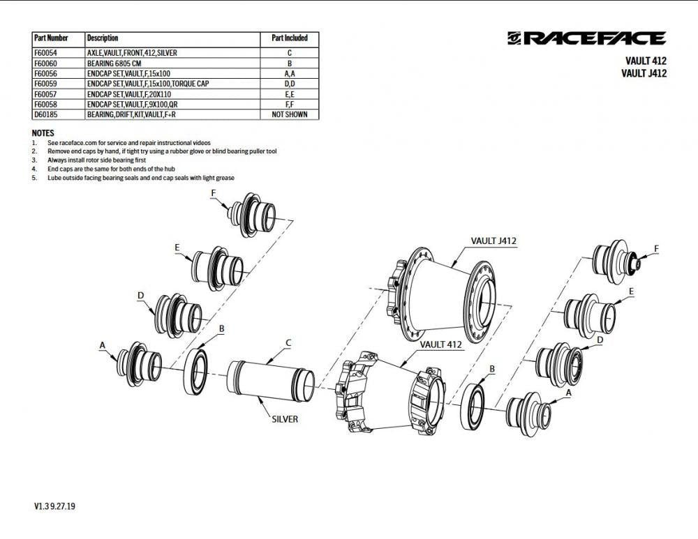 Race Face Laufrad Race Face Vault 412 End Cap Endkappen Kit 9x100 QR schwarz - präzise N