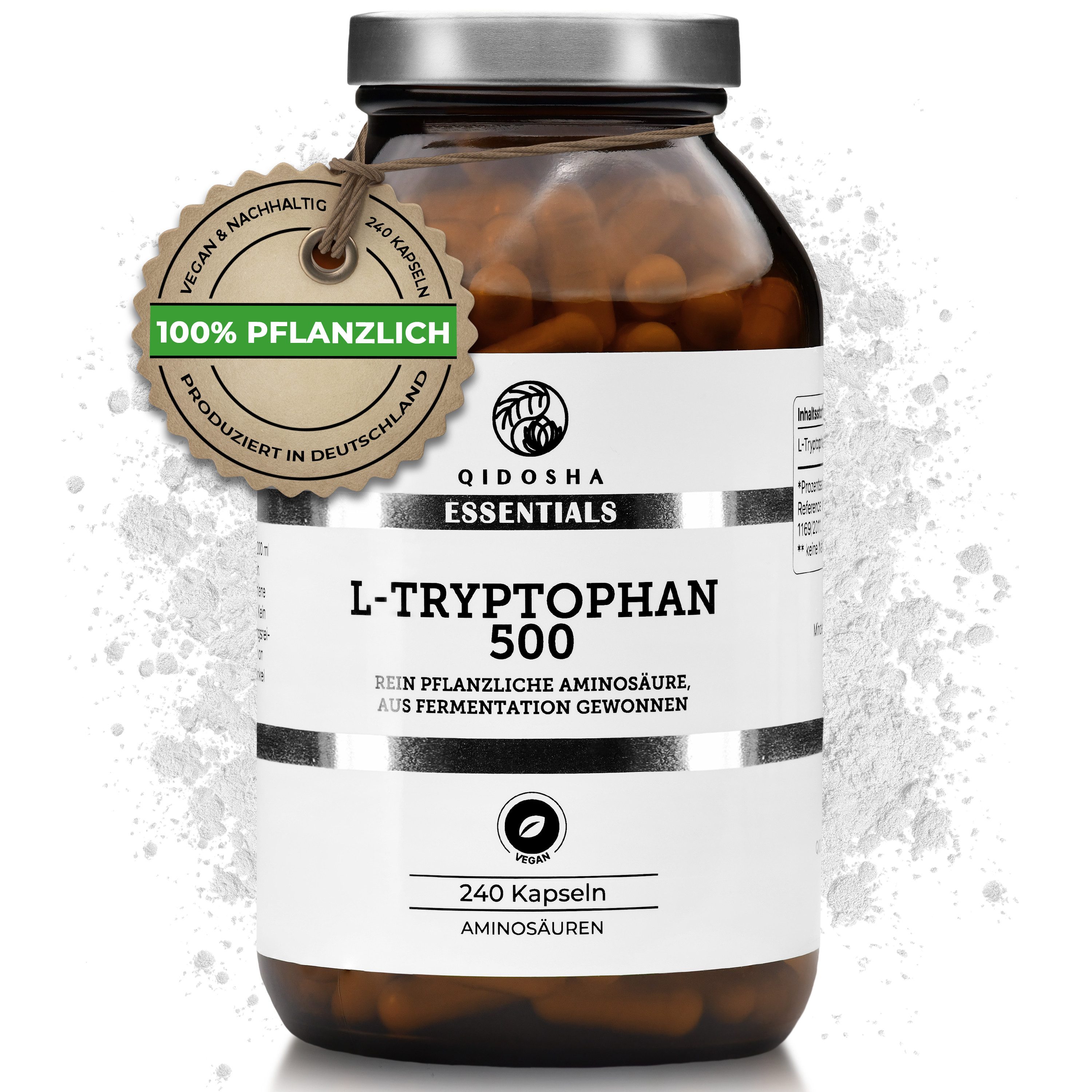 QIDOSHA L-Tryptophan 500 mg Kapseln Hartkapsel, 1 er 240 St., 149.3 g, Veganes L-Tryptophan
