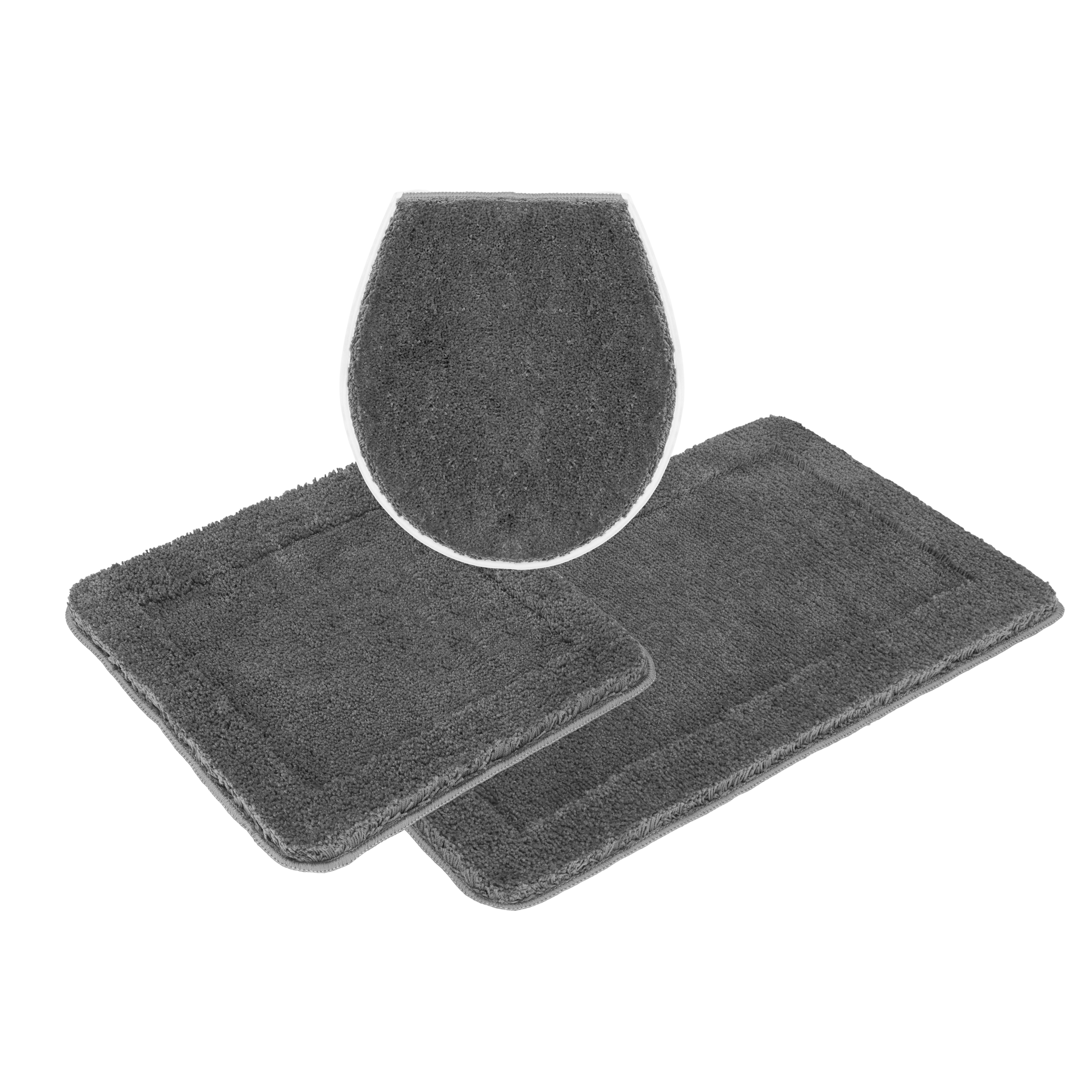 OTTO home Badematte Sanremo mit Rahmen, Badvorleger, Badezimmer, sehr weich, Hoch-Tief, Höhe 25 mm, rutschhemmend beschichtet, schnell trocknend, fußbodenheizungsgeeignet, Polyester, rechteckig, 3-tlg. Hänge-WC Set, Badteppich, unifarben, rechteckig und als 3-tlg. Set erhältlich