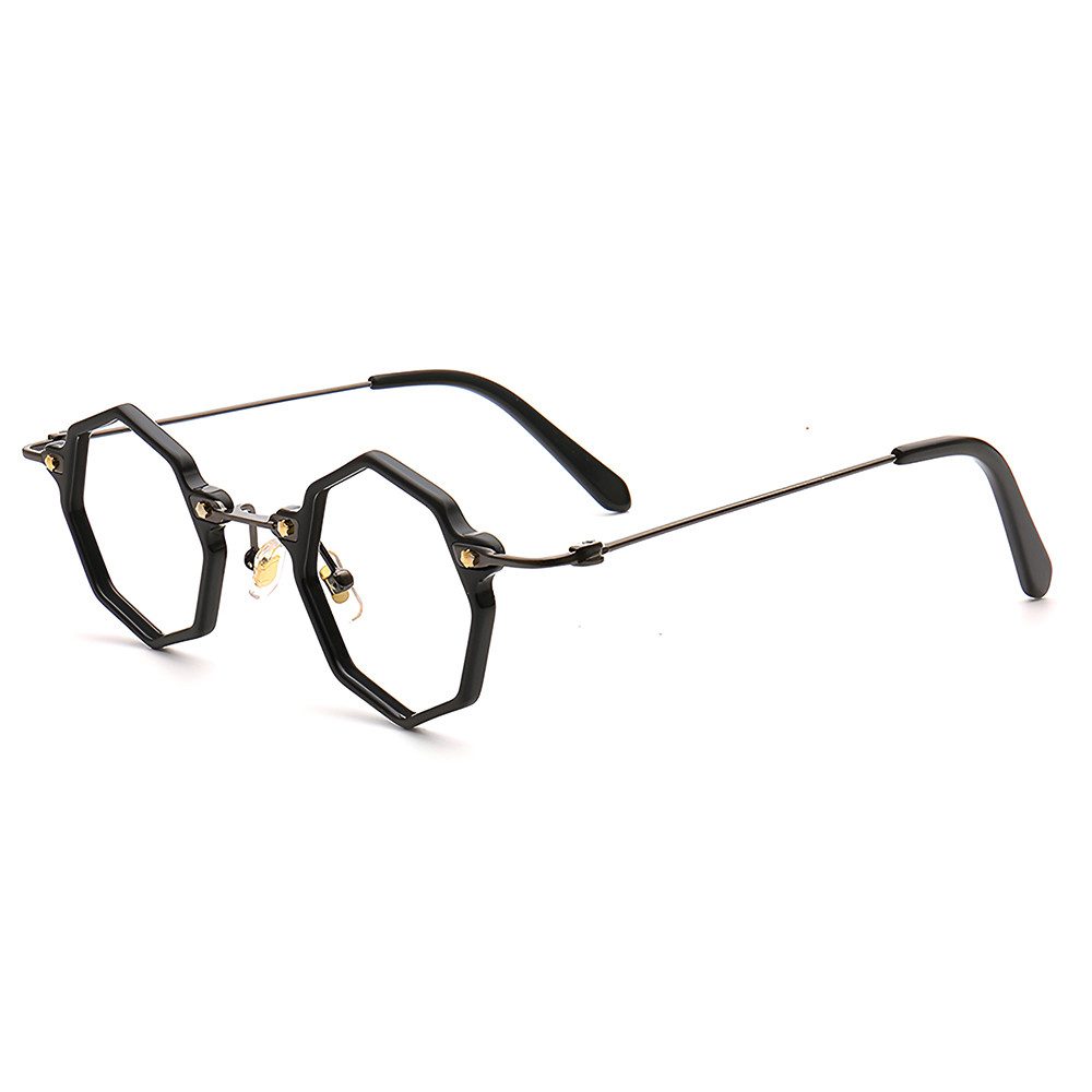 PACIEA Brille Damen Herren Ohne Sehstärke Hexagonal Blaulichtfilter Anti-Müdigkeit