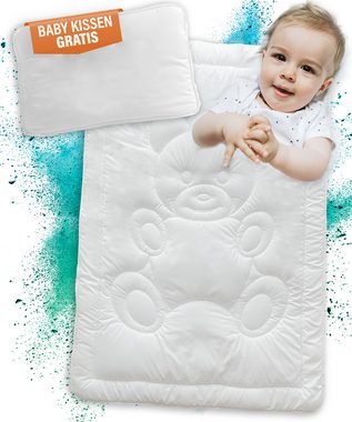 Kinderbettdecke + Microfaserkissen, Kinder Bettdecken für kuschelig, weiche Träume, KNERST, Füllung: 100% Polyester, Hautfreundlich, für Allergiker geeignet, waschbar bis 60 grad