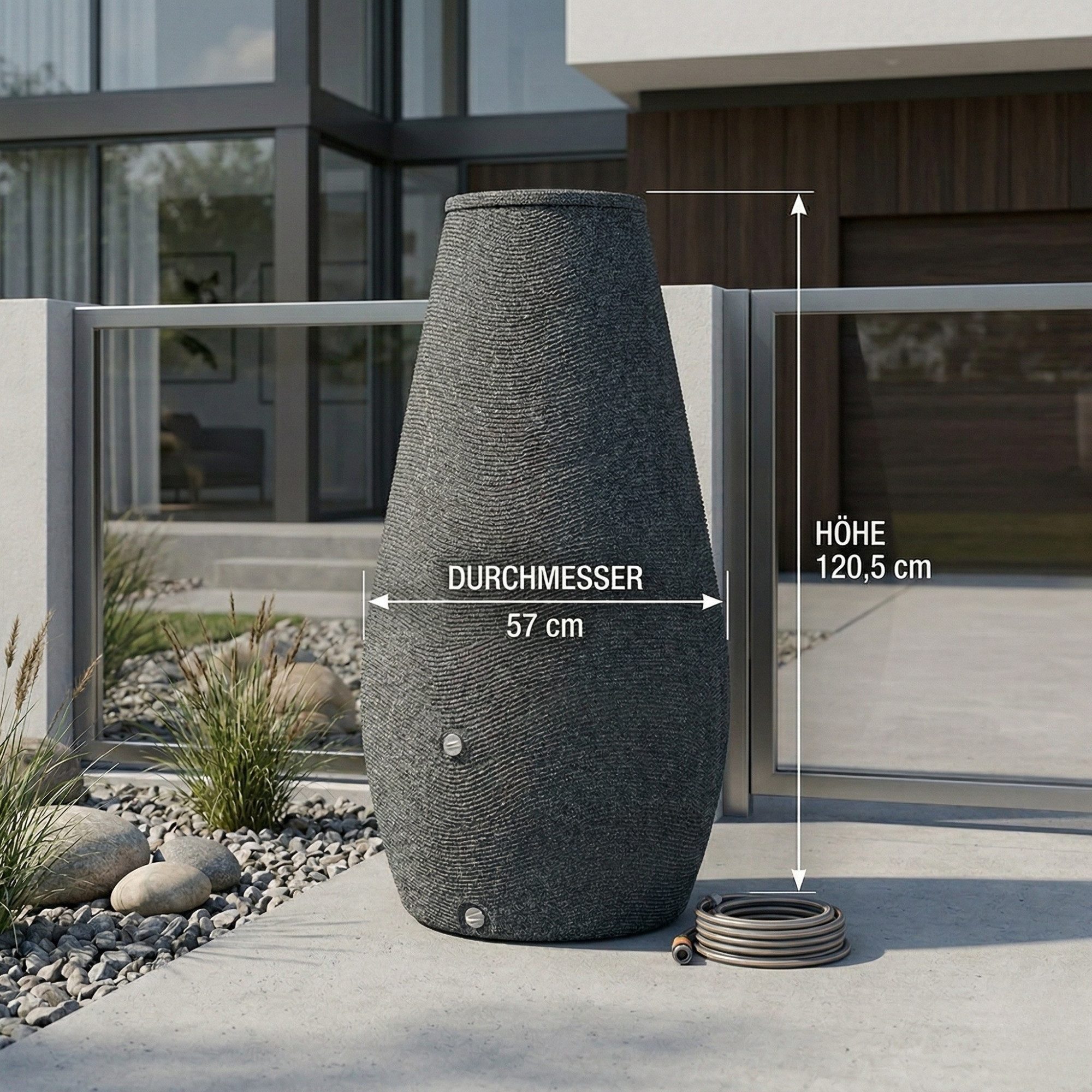 YourCasa Regentonne Regentonne [EcoDrop] mit Metallgewinde und Deckel, 200 l, Metallgewinde, abnhembarer Deckel, 200L, Design