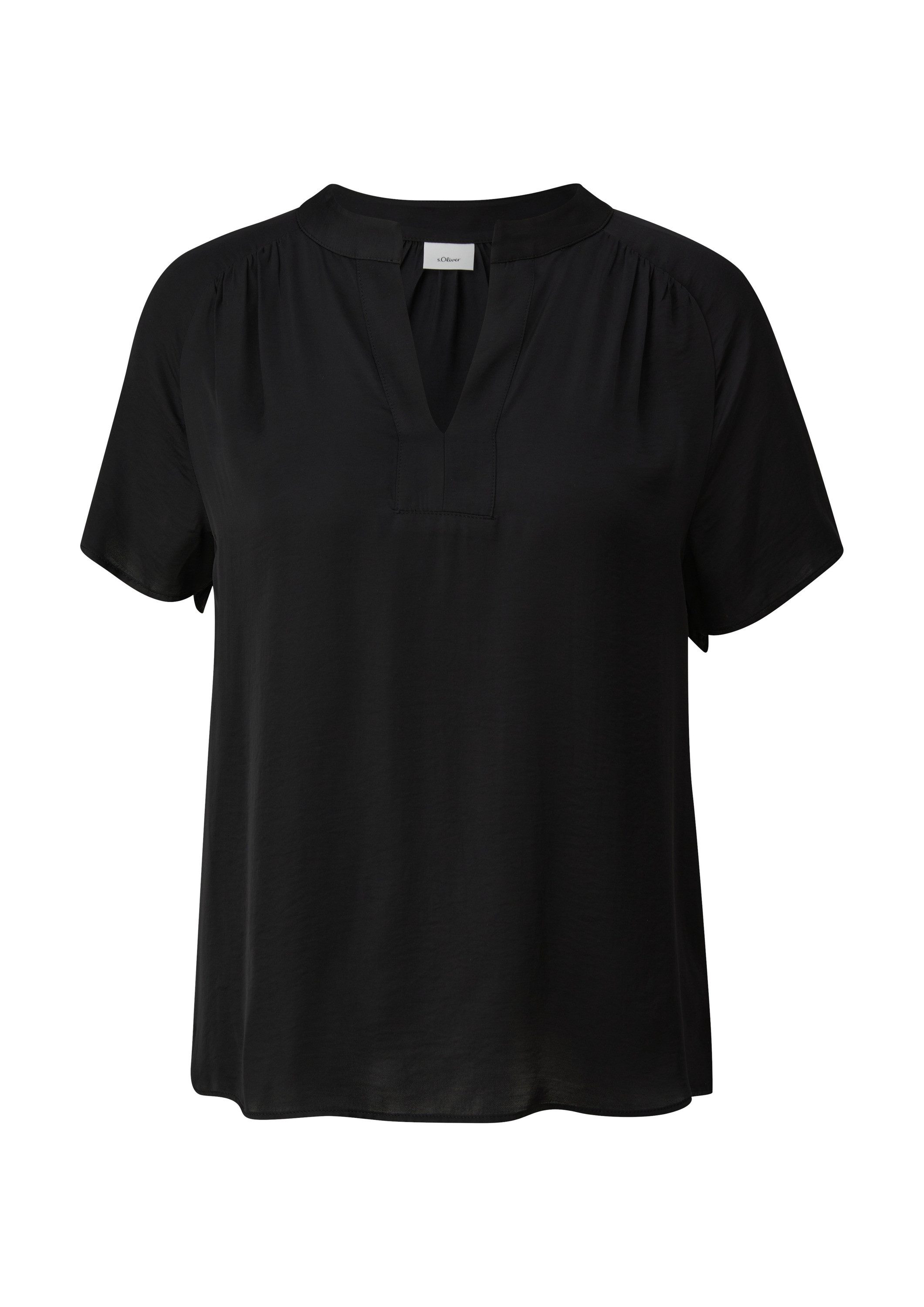 s.Oliver Kurzarmbluse Bluse Viskose-Bluse mit Tunika-Ausschnitt günstig online kaufen