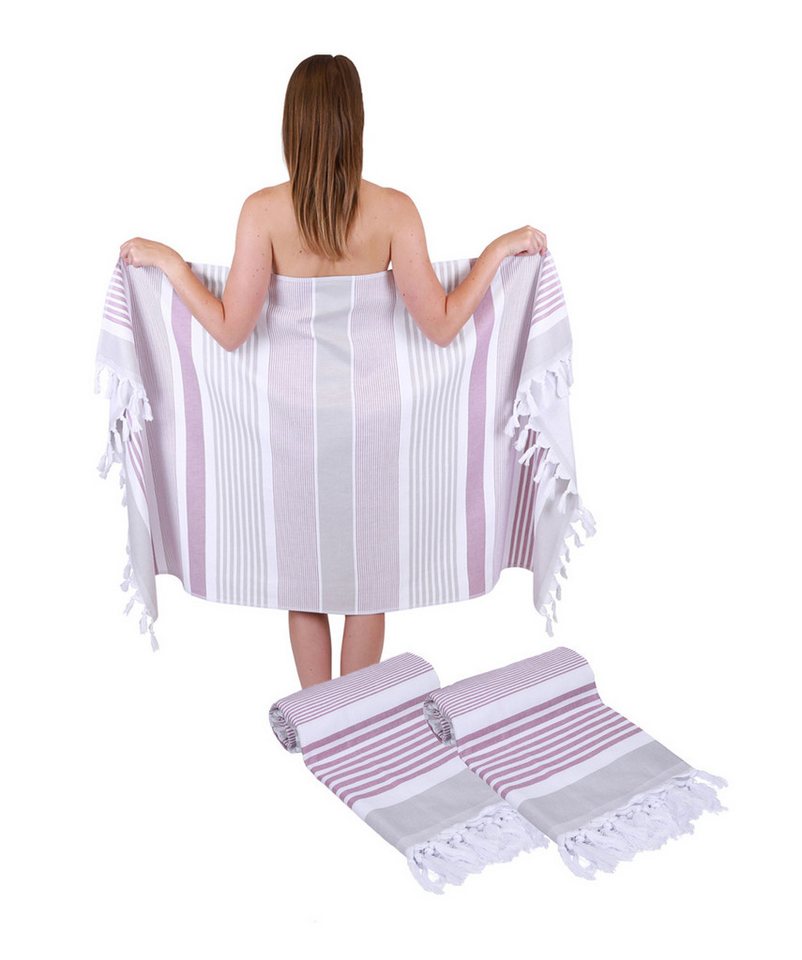 Betz Badetuch Hamamtuch 90 x 170 cm Badetuch Strandtuch Saunahandtuch, (2 Stück, 2-St), 100% Baumwolle, Farbe altrosa