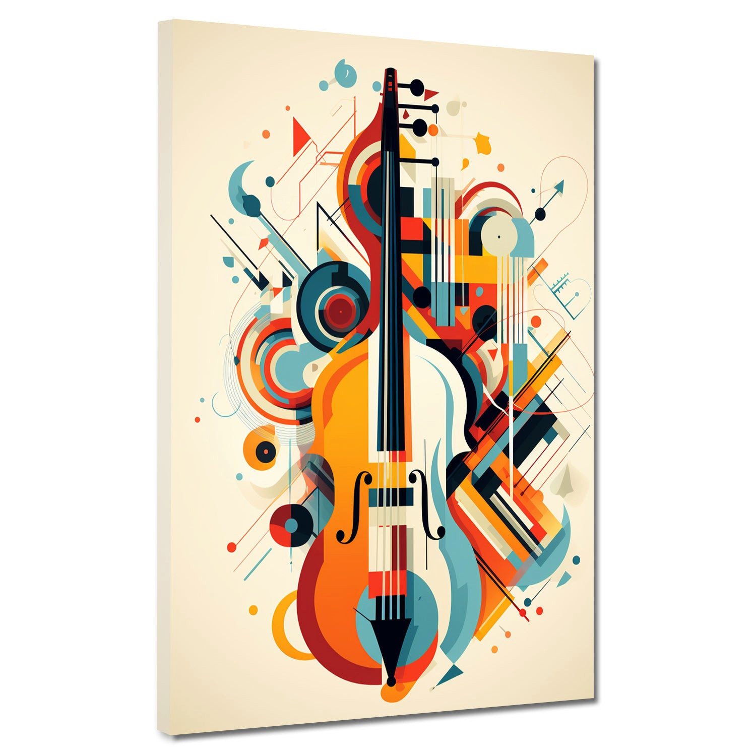 Artedinoi Leinwandbild Kontrabass Colour Musik Leinwandbild Wandbild Kunstdruck abstrakte Wan