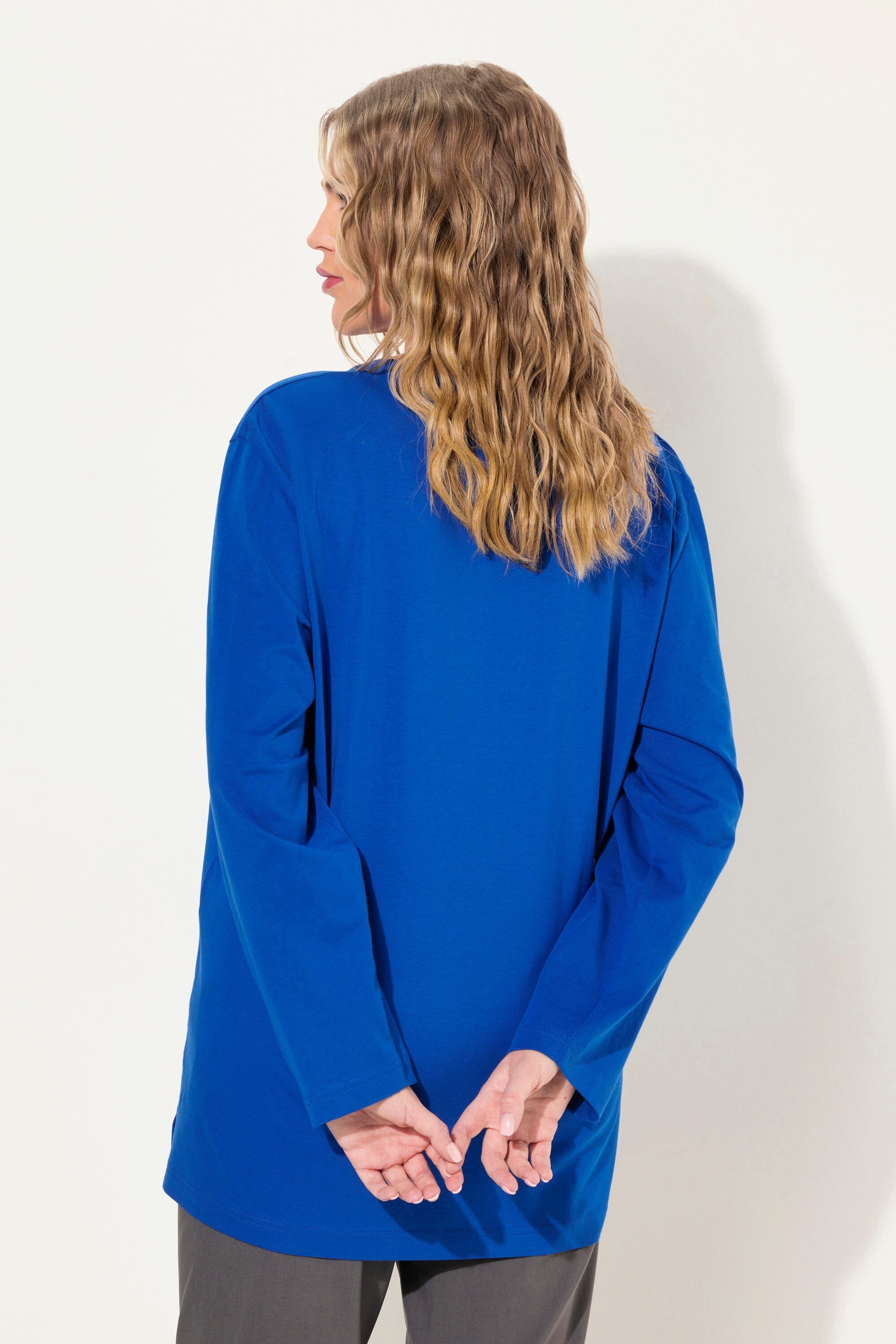 Ulla Popken T-Shirt Shirt V-Ausschnitt Relaxed Langarm